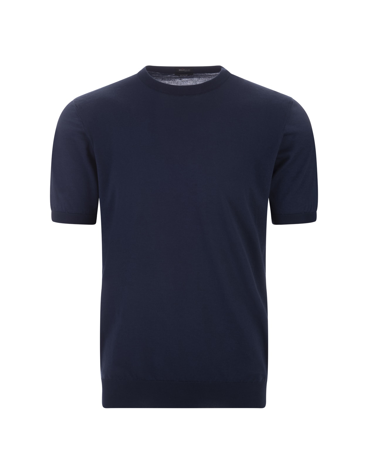 Shop Kiton Blue Cotton Knit T-shirt