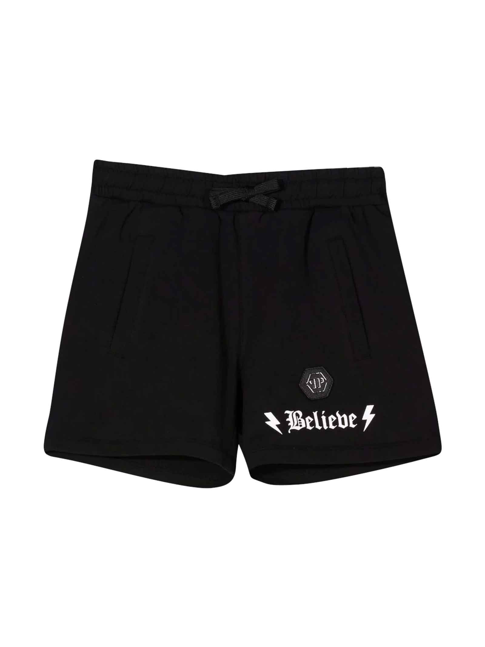 Philipp Plein Junior Unisex Black Shorts