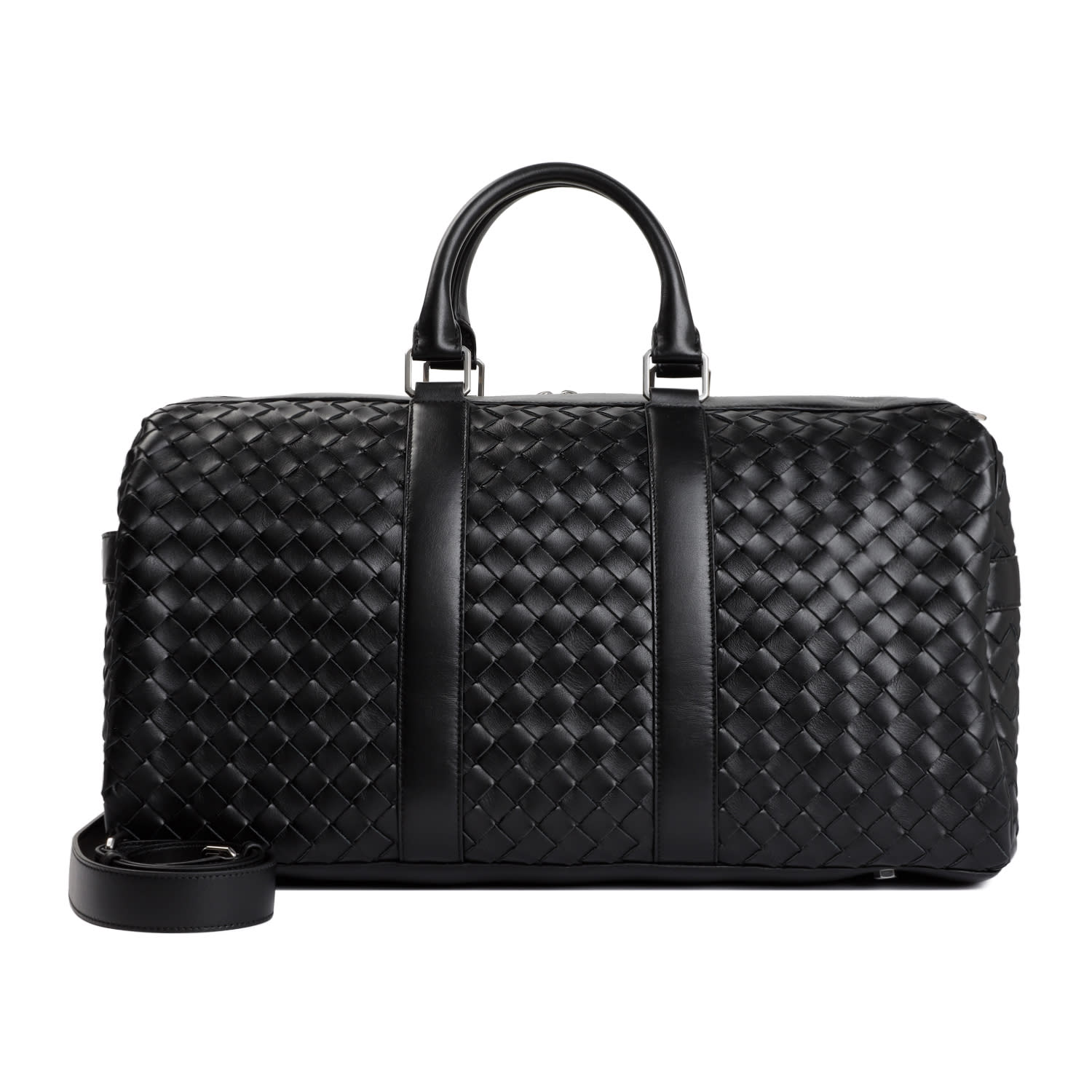 Shop Bottega Veneta Classic Intrecciato Duffle Bag In Black