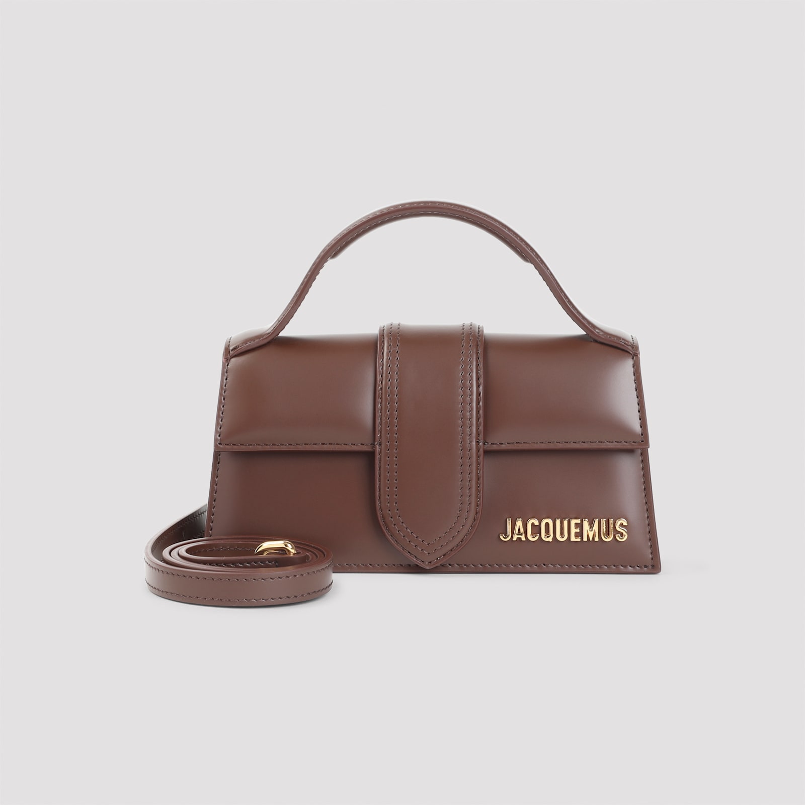 Jacquemus Calf Leather Shoulder Bag With Detachable Strap In Brown