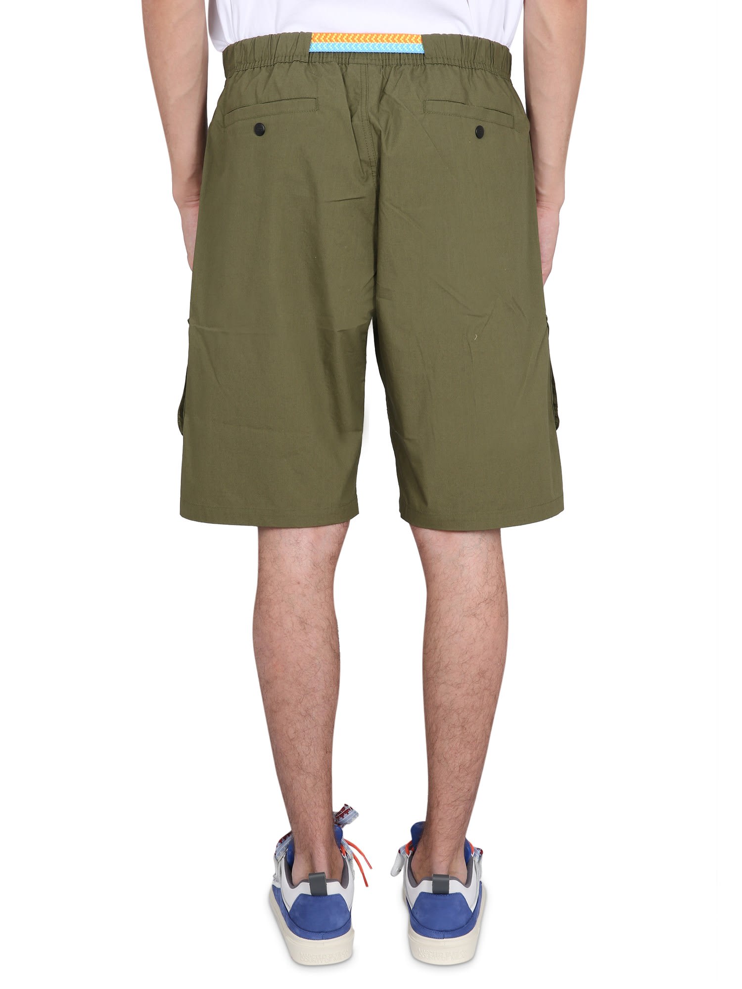 Shop Marcelo Burlon County Of Milan Cargo Bermuda Cross In Army Black