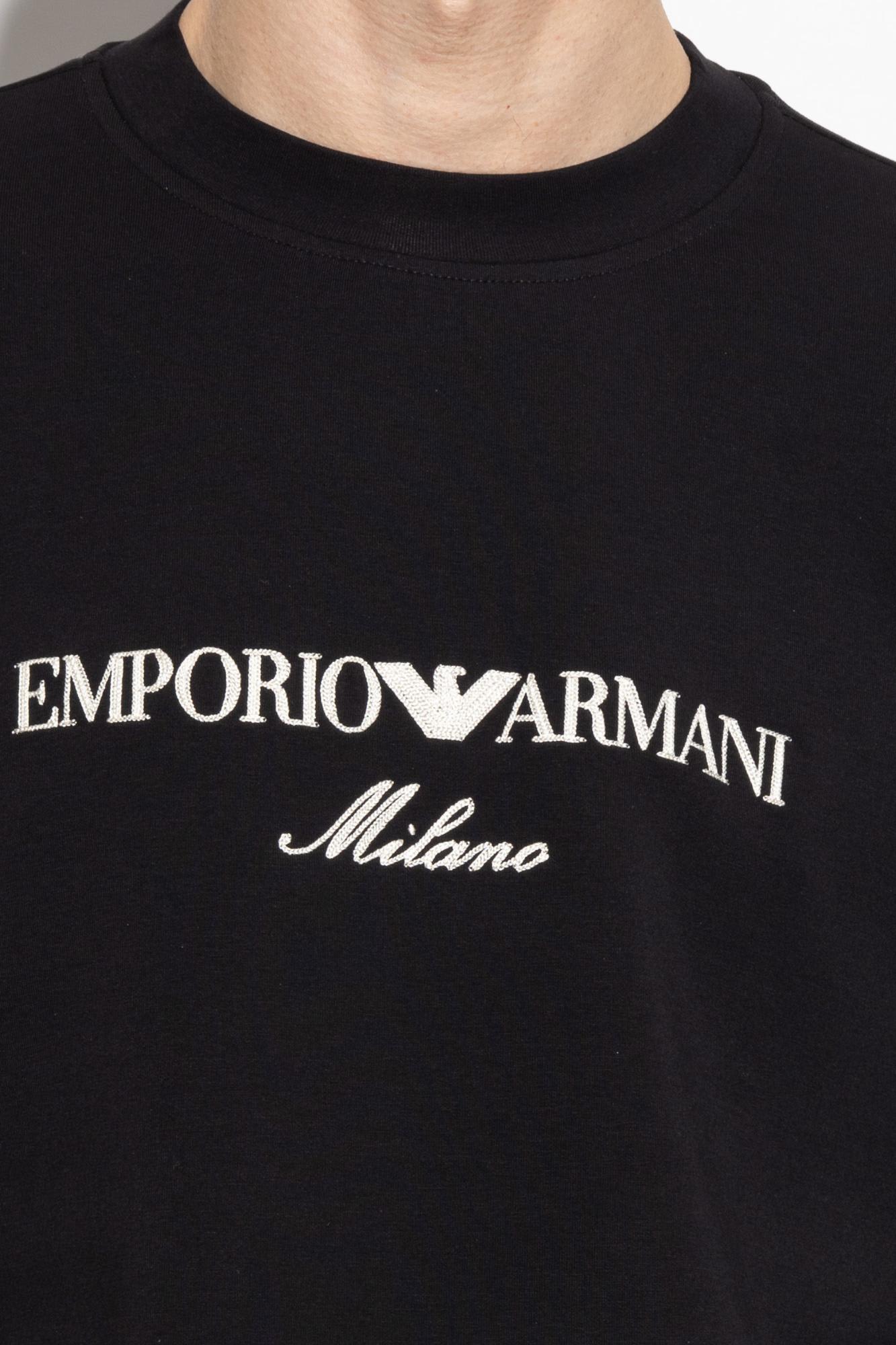 Emporio Armani Embroidered-logo Sweatshirt In Black
