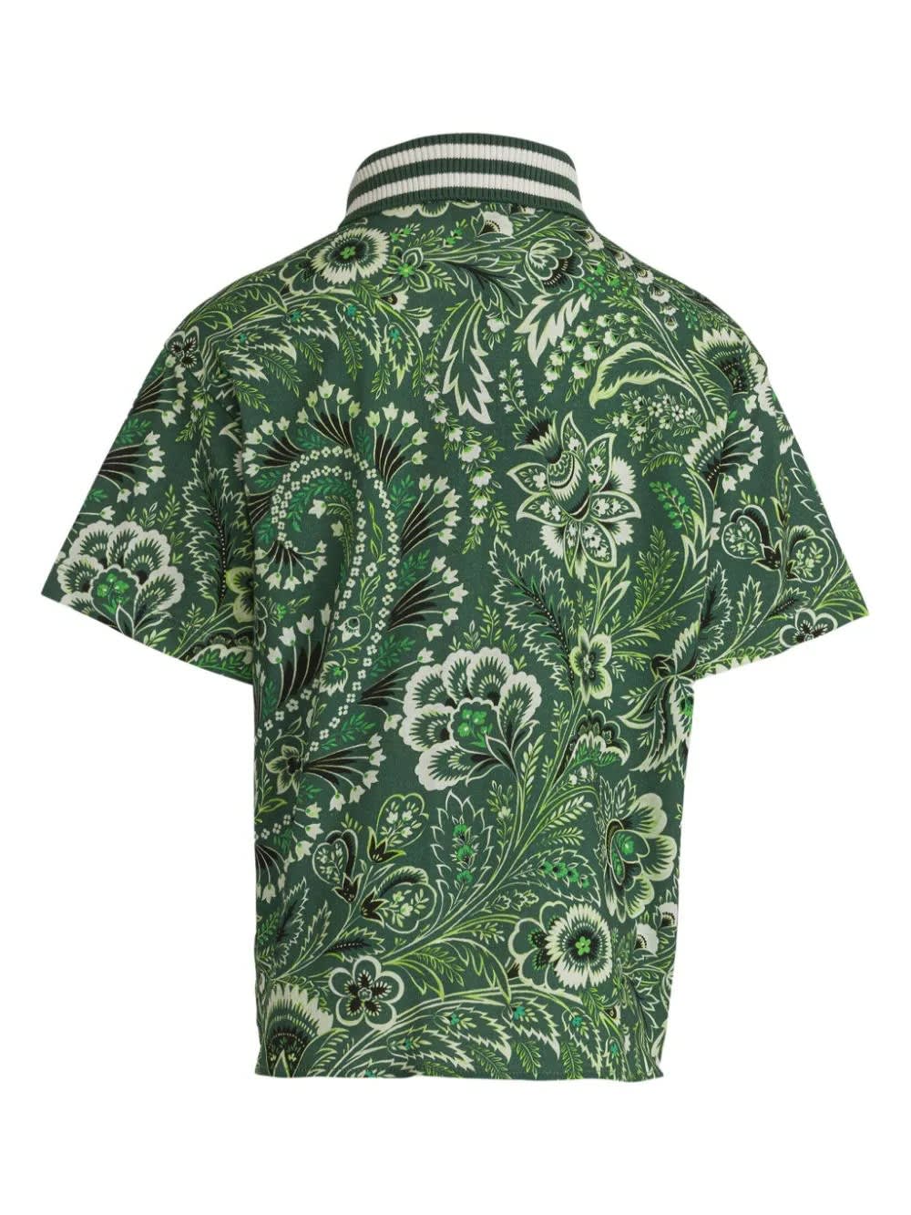 Shop Etro Green Polo Shirt With Paisley Print