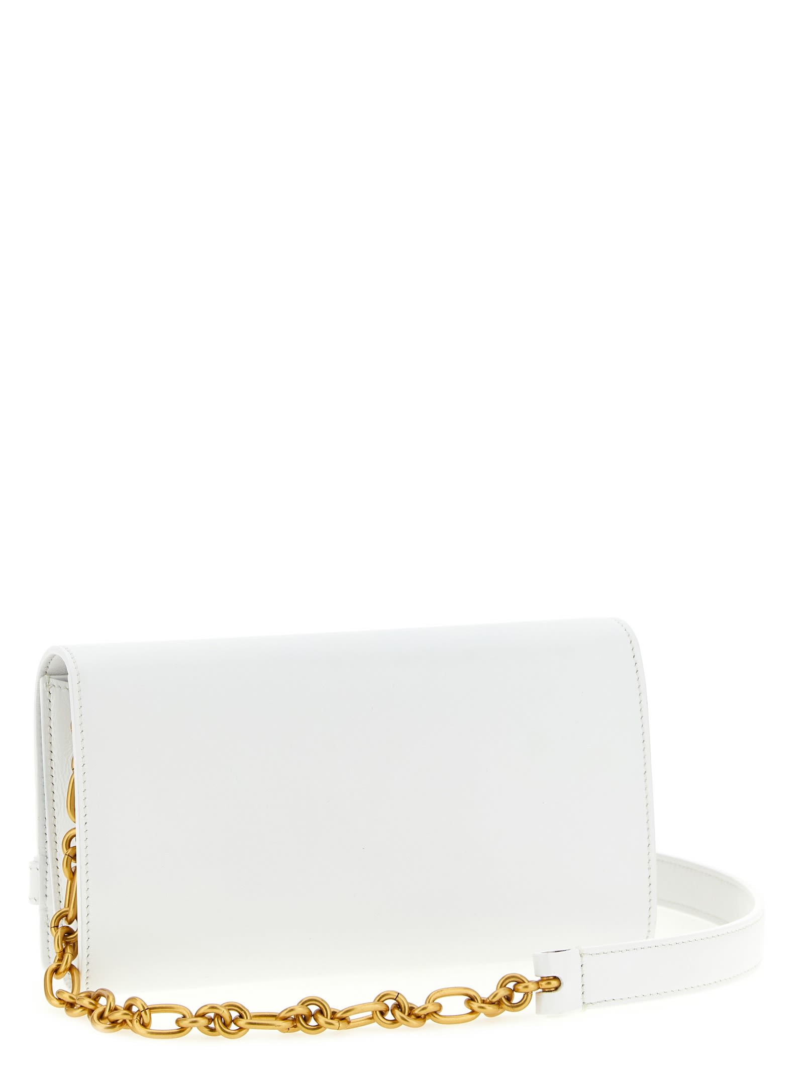 Balmain Shuffle Wallet Chain Strap Buckle Detail In White