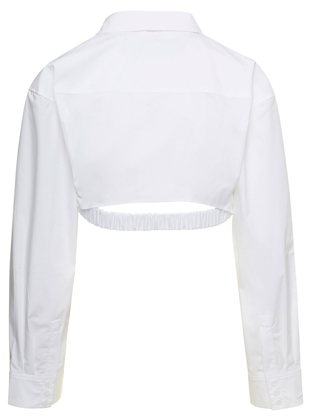 Shop Jacquemus La Chemise Bahia White Cropped Shirt In Cotton Woman