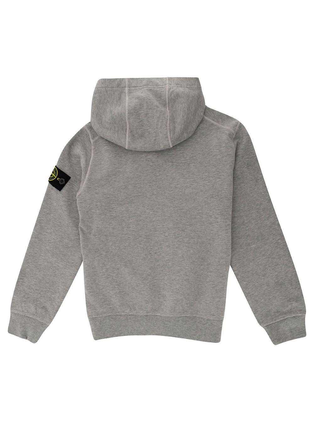 Shop Stone Island Grey Hoodie With Logo Patch In Cotton Boy