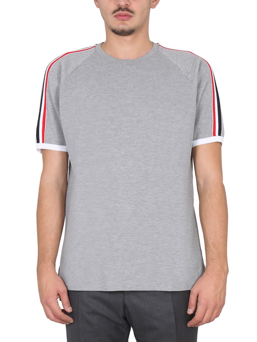 Shop Thom Browne Crewneck T-shirt In Grey
