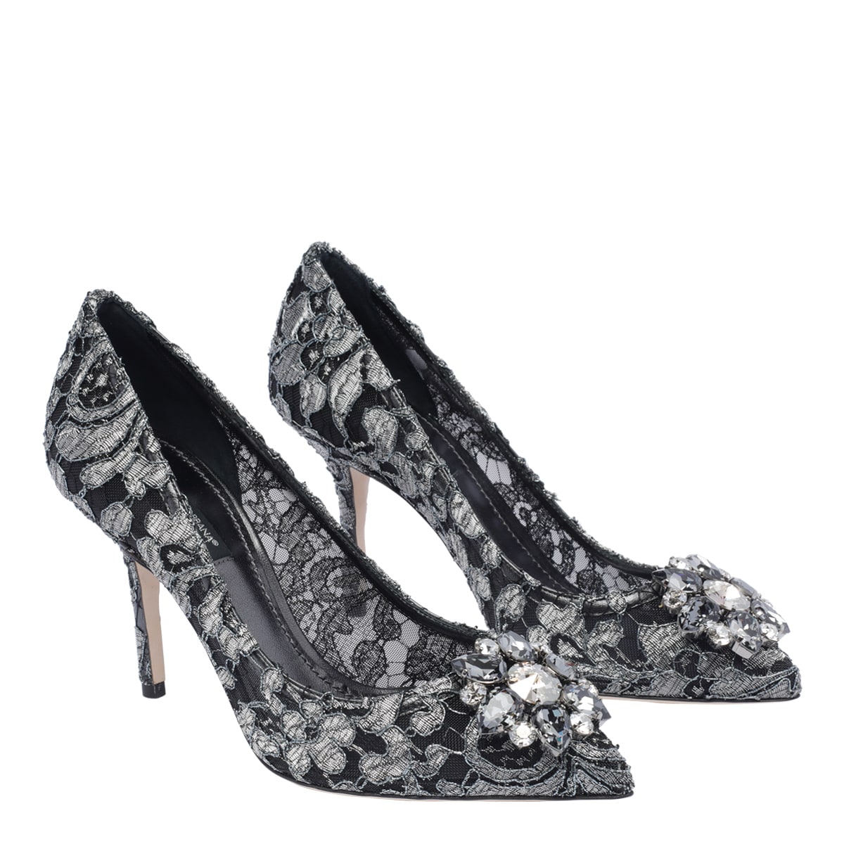 Dolce & Gabbana Bellucci Taormina Lace Pumps In Grey