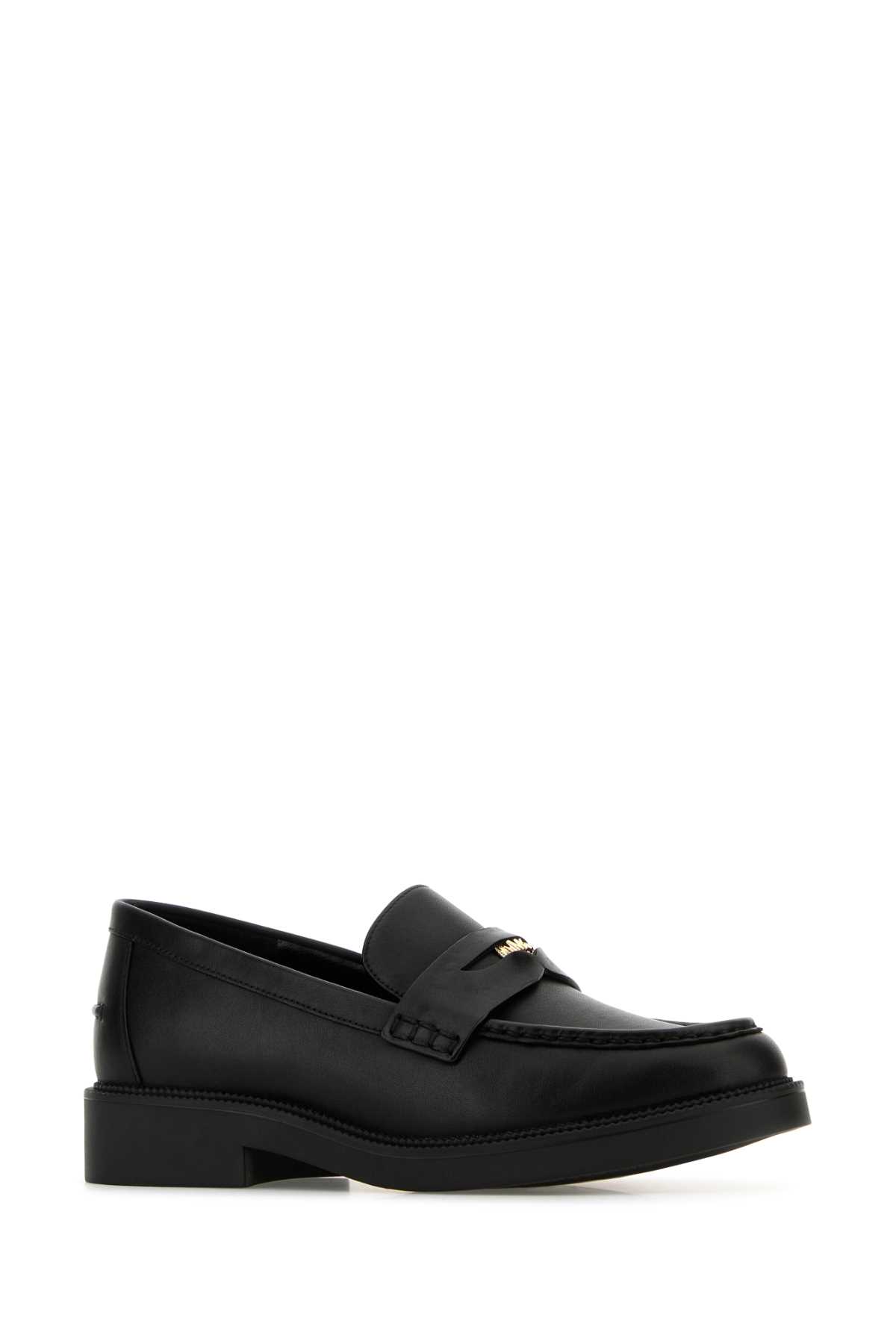 MICHAEL KORS BLACK LEATHER EDEN LOAFERS 