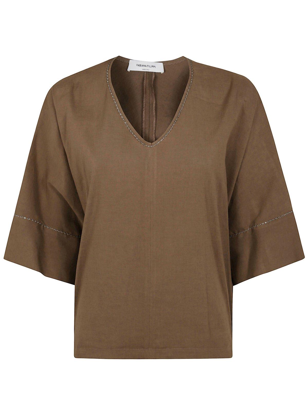 Fabiana Filippi Chain Link Detail Blouse In Brown