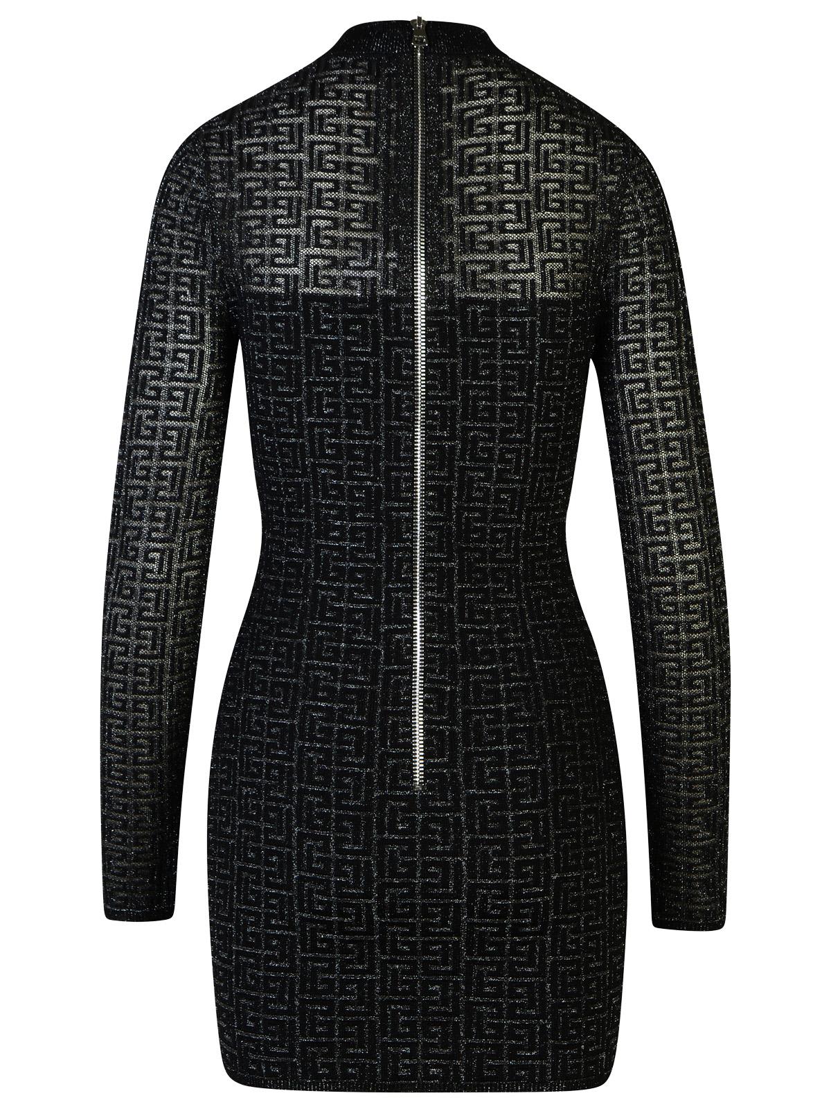 Shop Balmain Black Viscose Dress In Eac Noir/argent