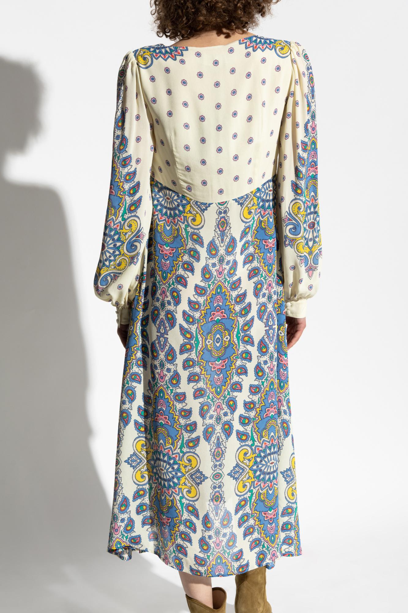 Etro Paisley Print V-neck Midi Dress In Multicolor
