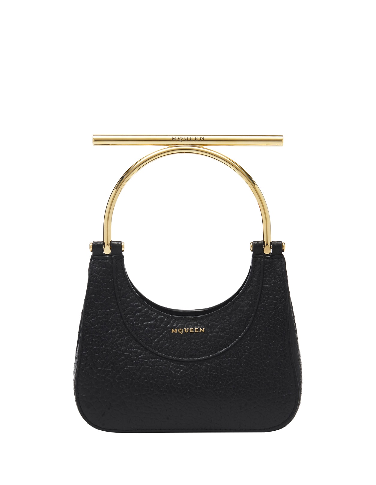 Shop Alexander Mcqueen Mini Cross-bar Bag In Black/gold