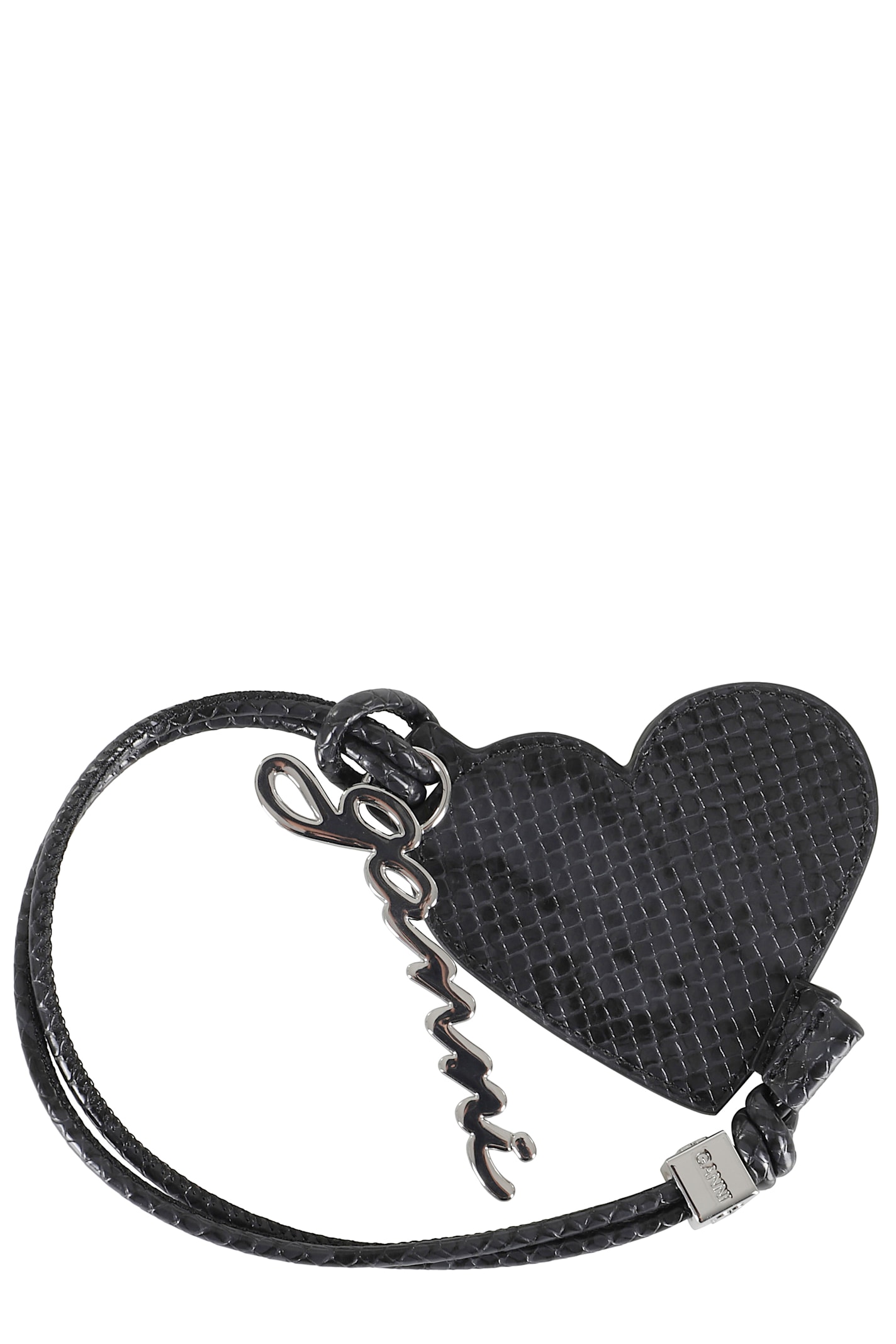Ganni Bou Heart Mirror Keyring In Black