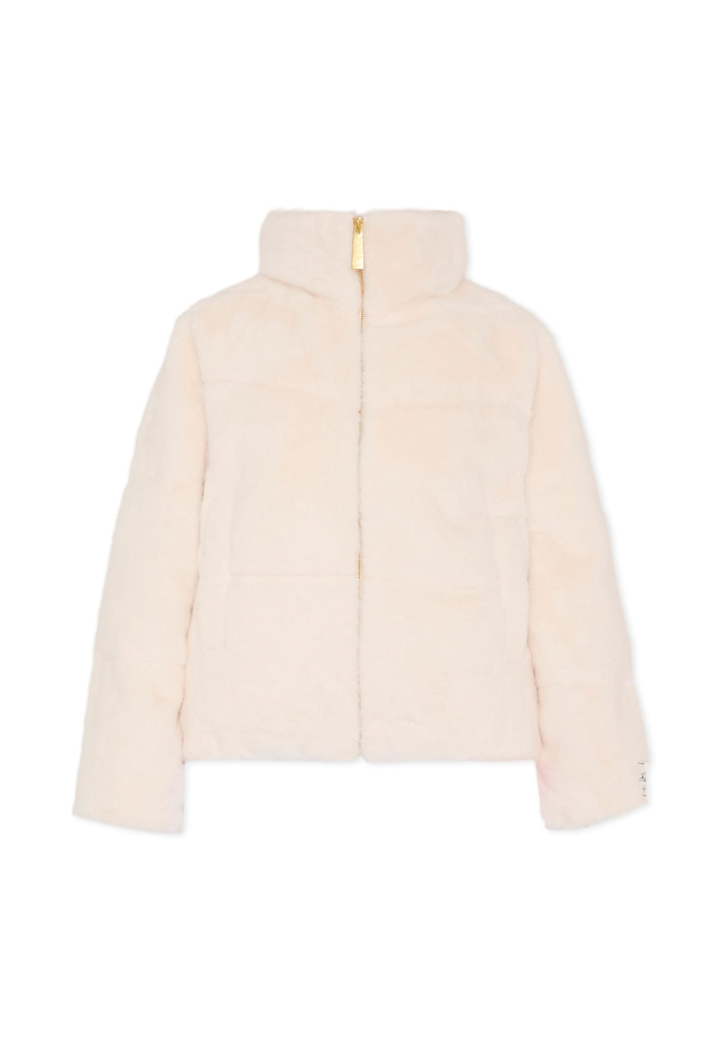 Molo Ivory Down Jacket For Girl With Patch In White