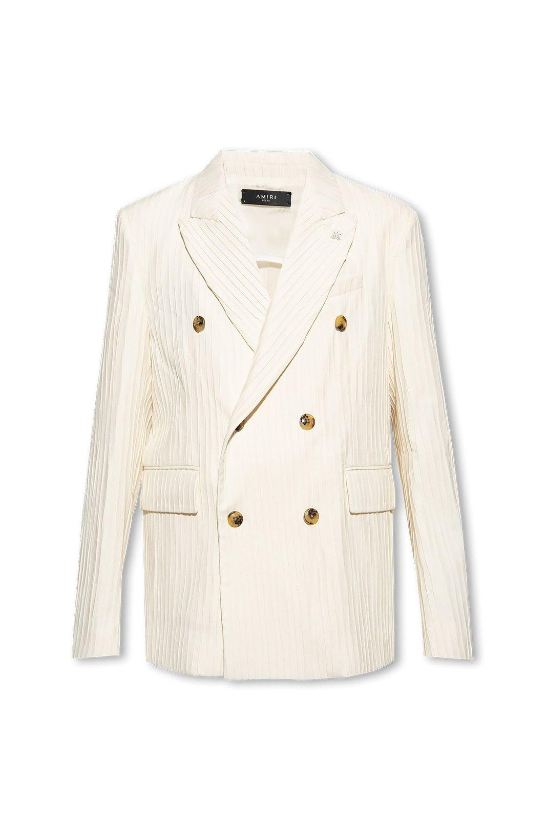 Amiri Striped Double-breasted Blazer In White