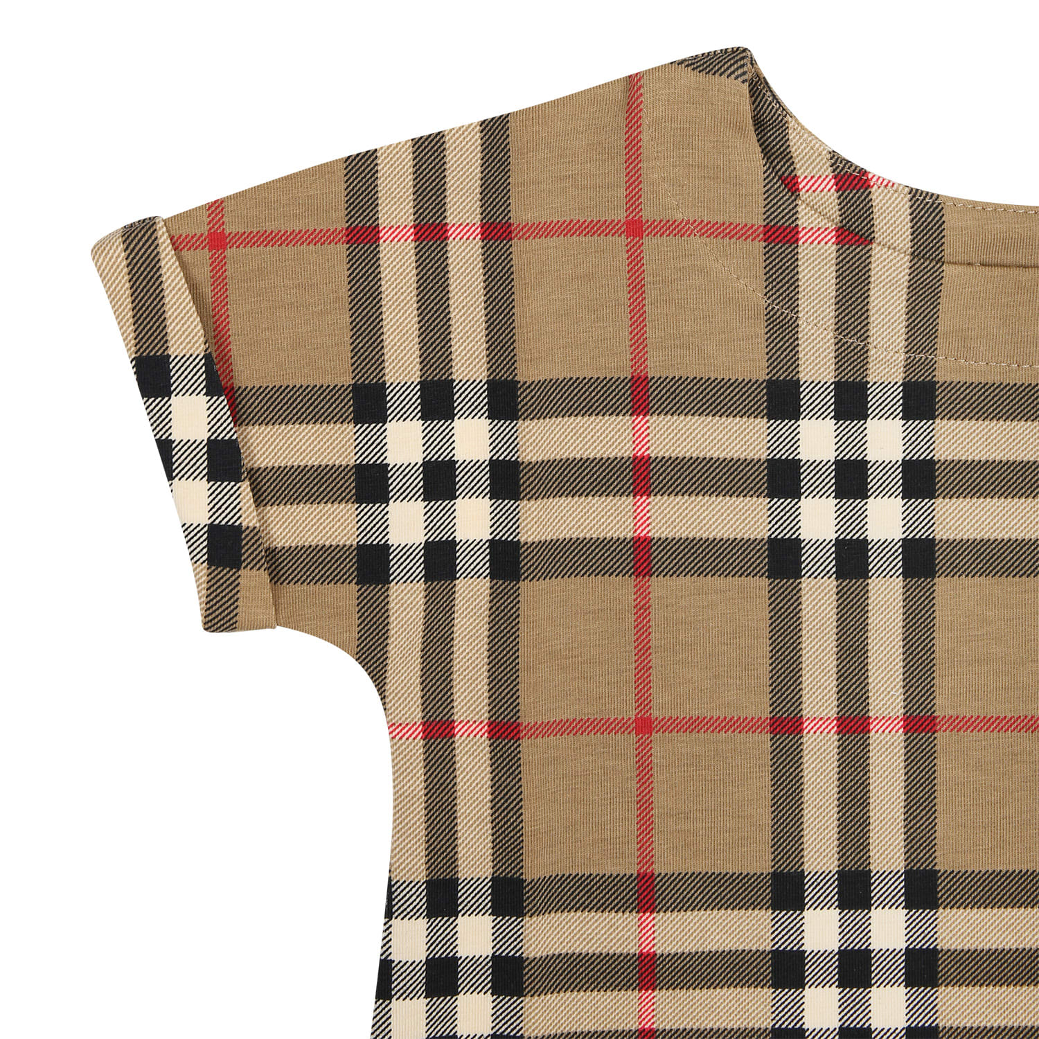 Shop Burberry Beige Baby Bodysuit With Iconic All-over Vintage Check
