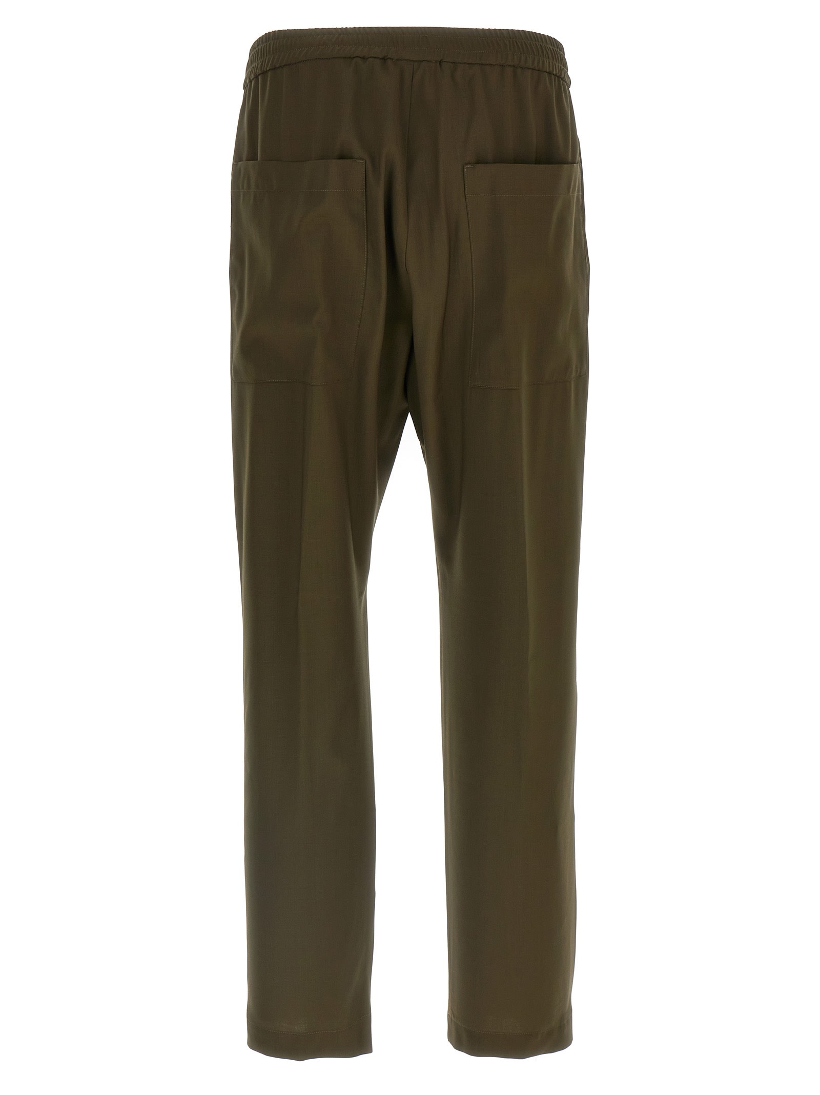 Barena Venezia Straight Leg Elastic Waistband Pants With Back Pockets In Green