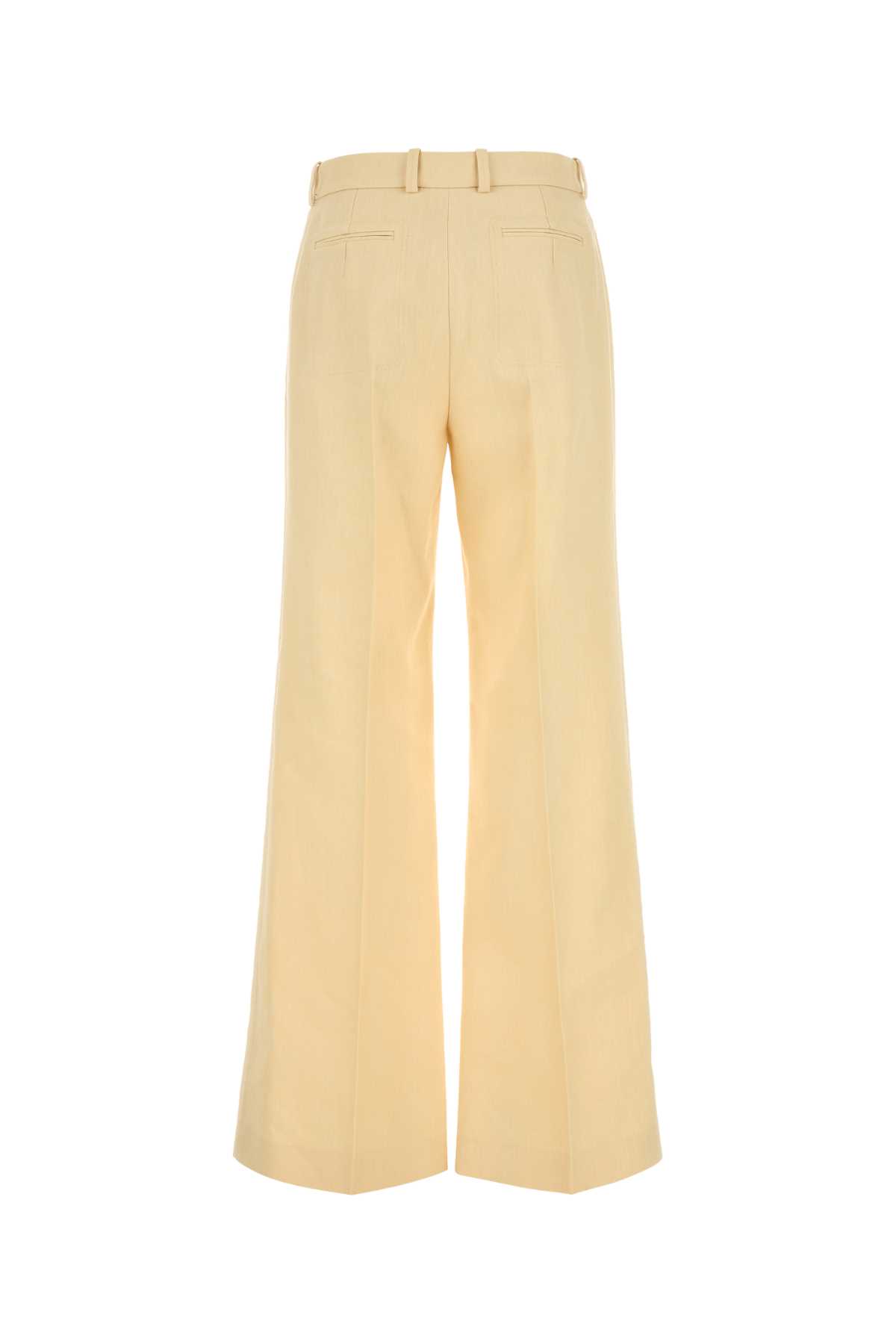 Chloé Chloe Women Cream Canvas Wide-leg Pant In Strawbeige