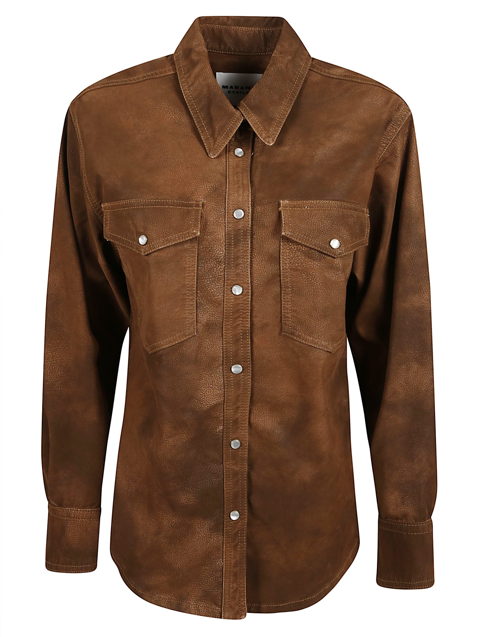 Isabel Marant Karima Faux Leather Shirt In Brown