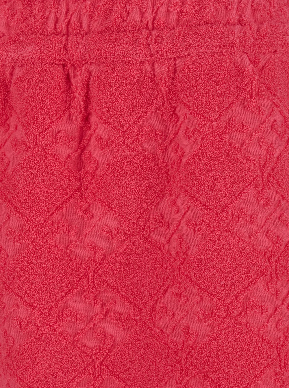 Tory Burch Terry Pink Shorts With Elastic Waist And All-over Logo Embroidery In Cotton Blend Stretch Woman In Red