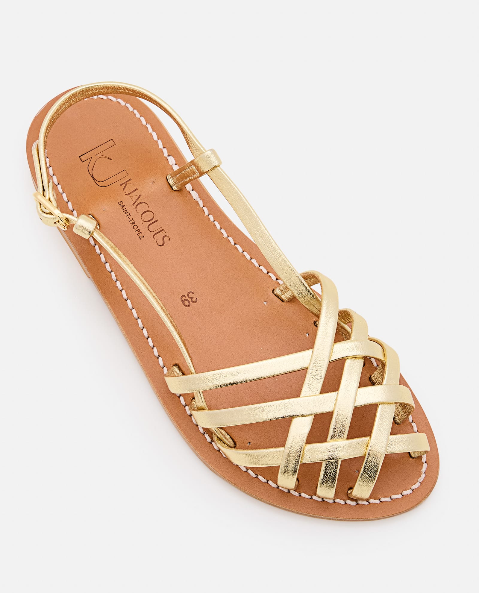 Kjacques K Jacques St Tropez Delly Leather Sandal In Silver