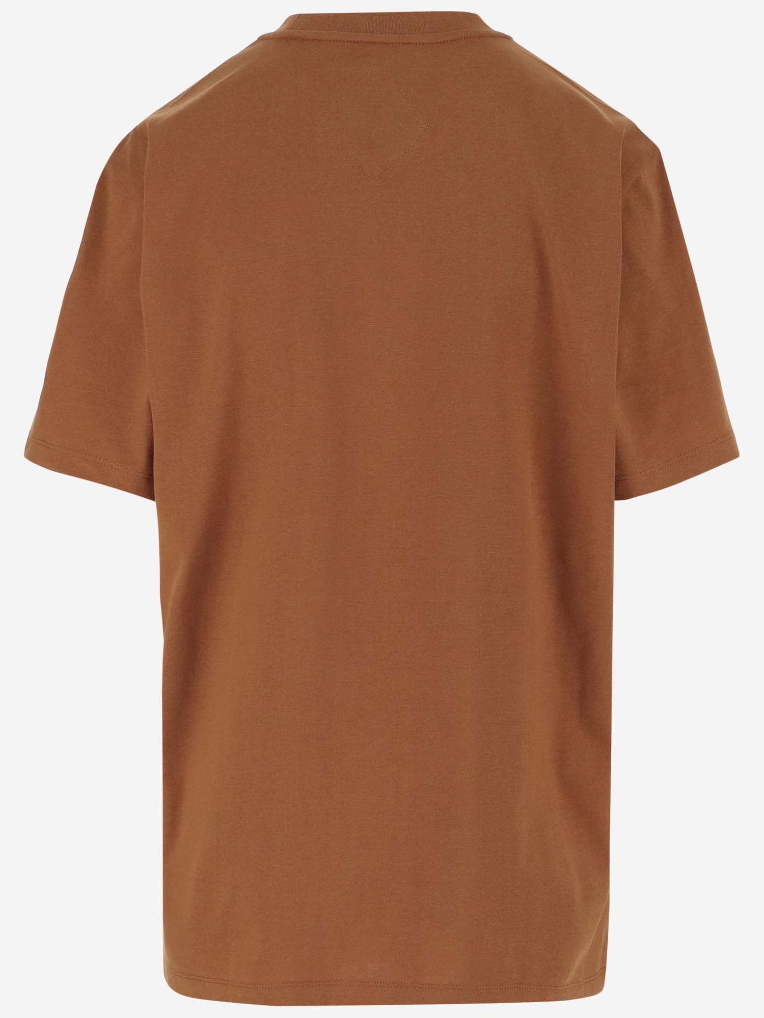 Shop Mcm Cotton T-shirt With Logo In Brown