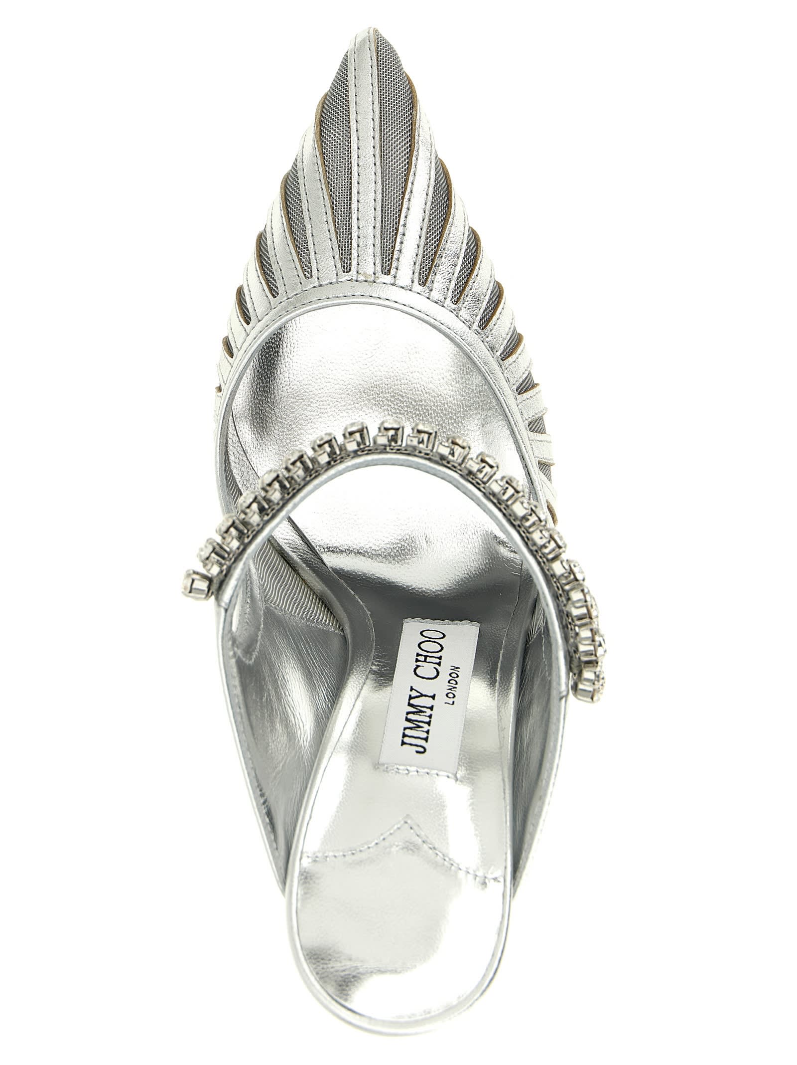 Jimmy Choo 100mm Bing Crystal-embellished Mules In Silver