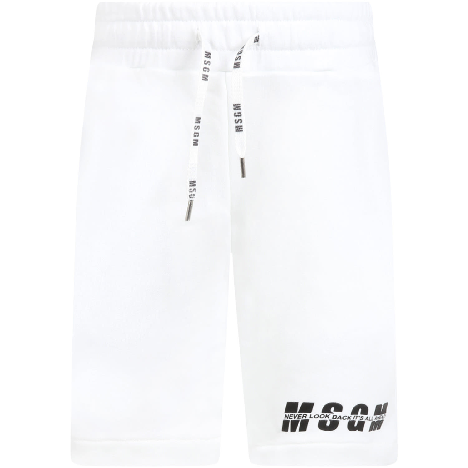MSGM White Short For Kids With Logo