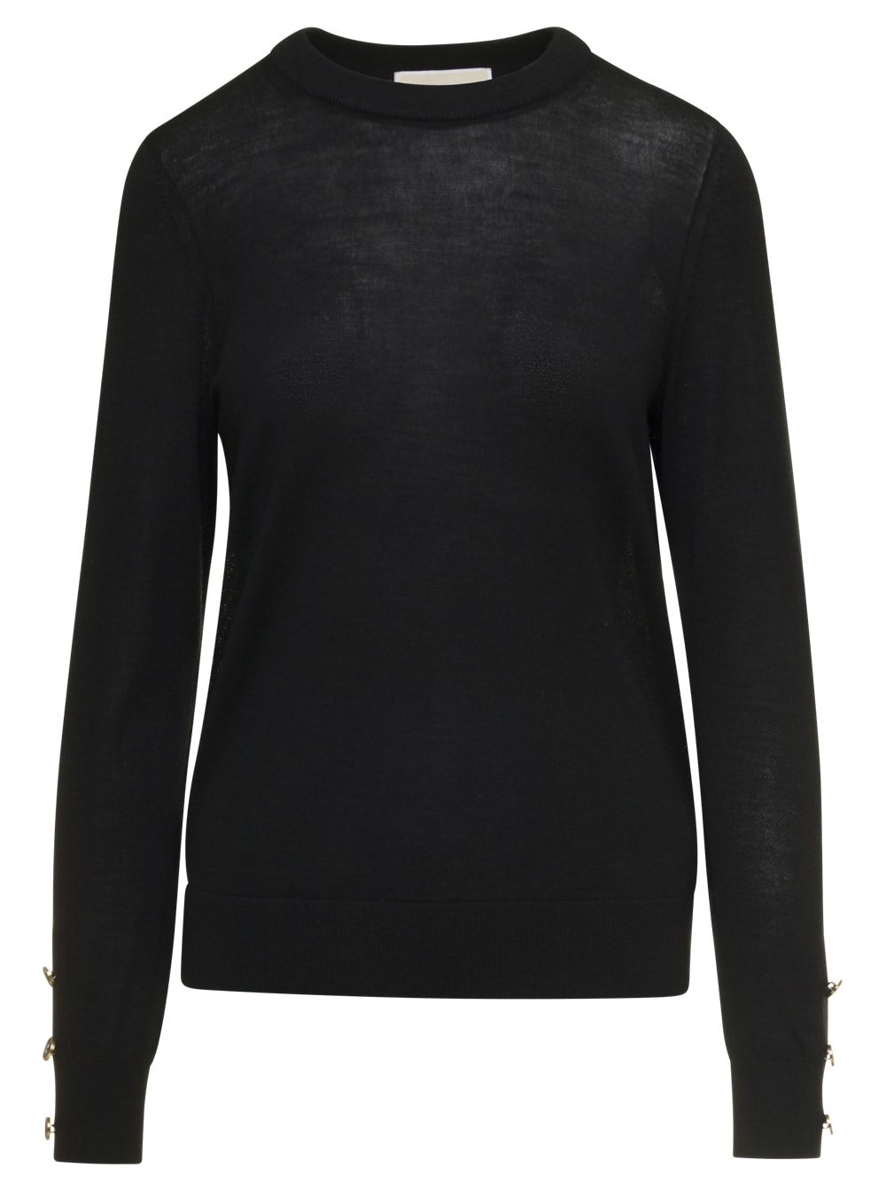 Michael Michael Kors Rounf Neck Long Sleeves Merino Light Pull In Black