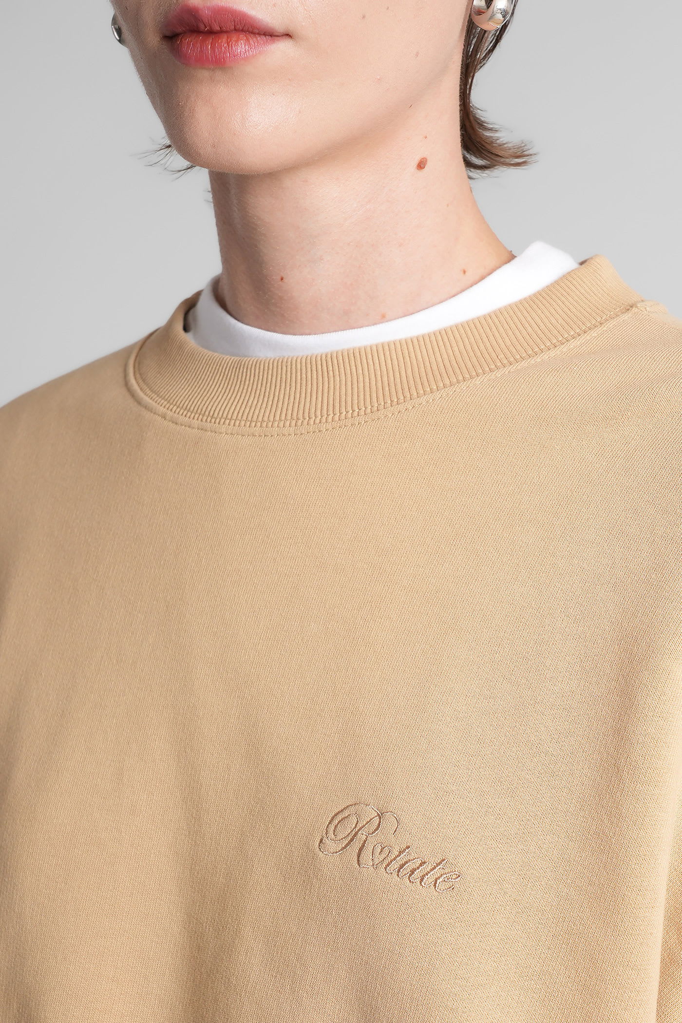 Rotate Birger Christensen Sweatshirt In Camel Cotton In Brown