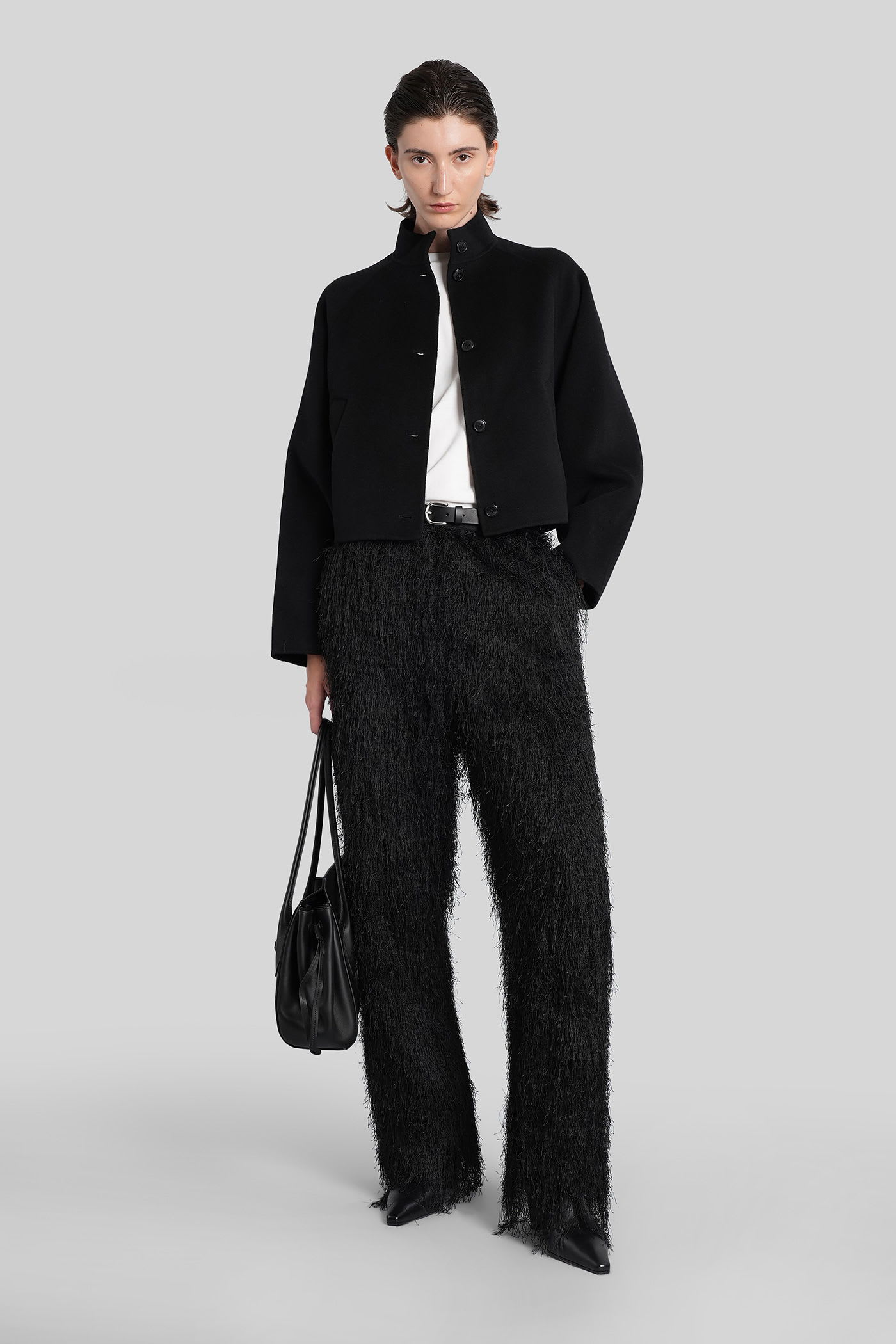 Loulou Studio Reed Fringed Trousers In Black