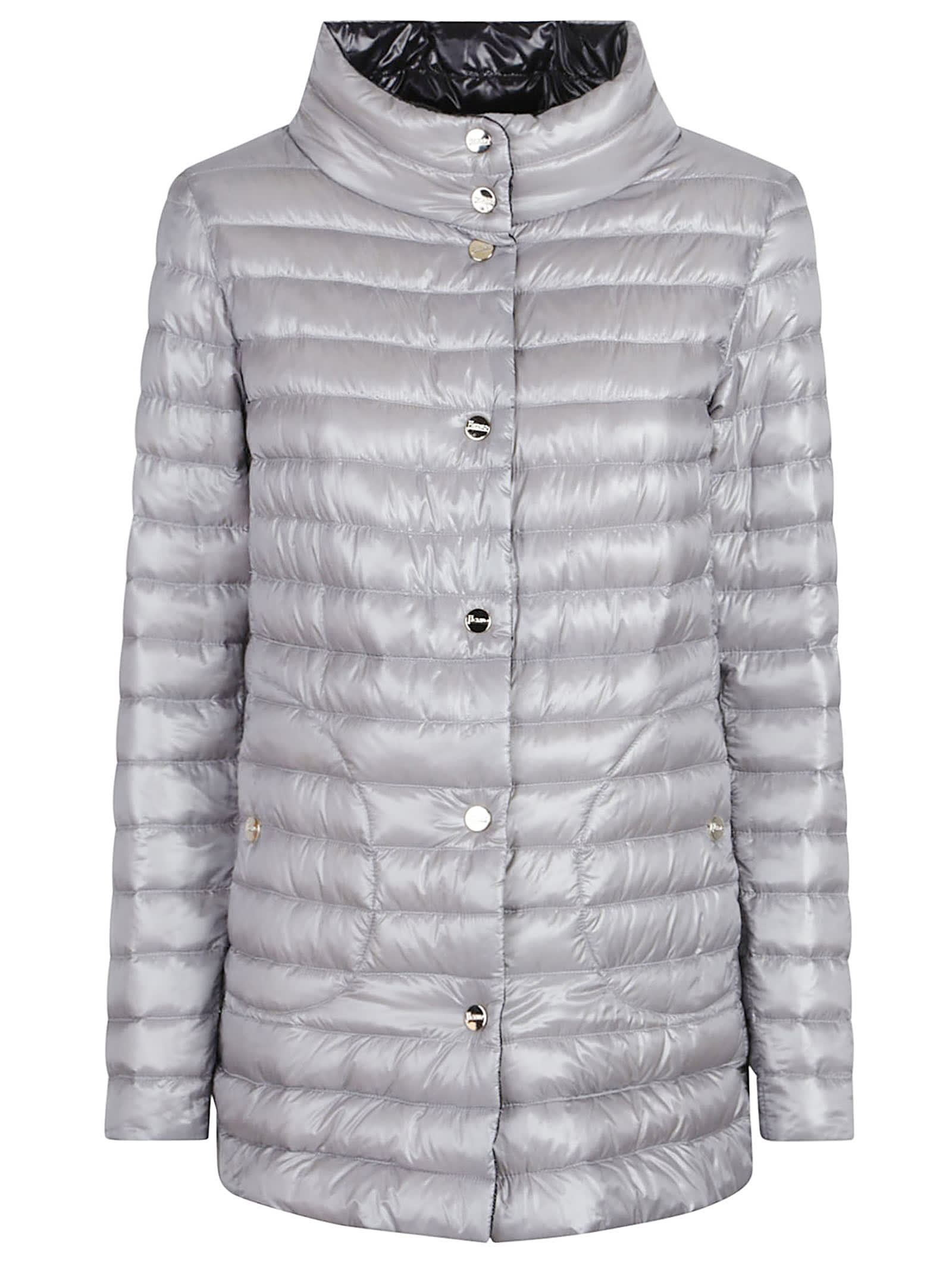 Herno Lightweight Quilted Grey Jacket With High Collar