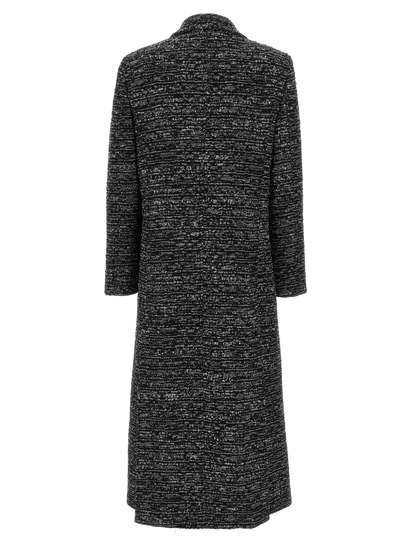 Shop Alberta Ferretti Long Bouclé Coat In White/black