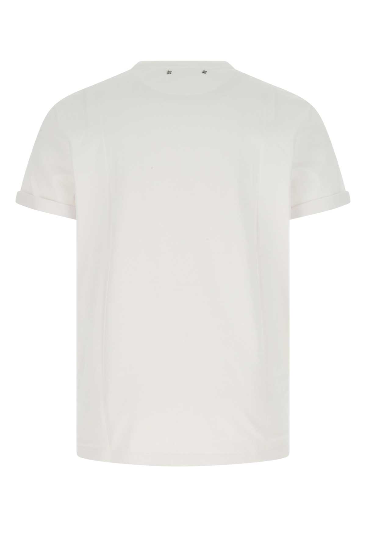 Shop Golden Goose White Cotton T-shirt In 10363