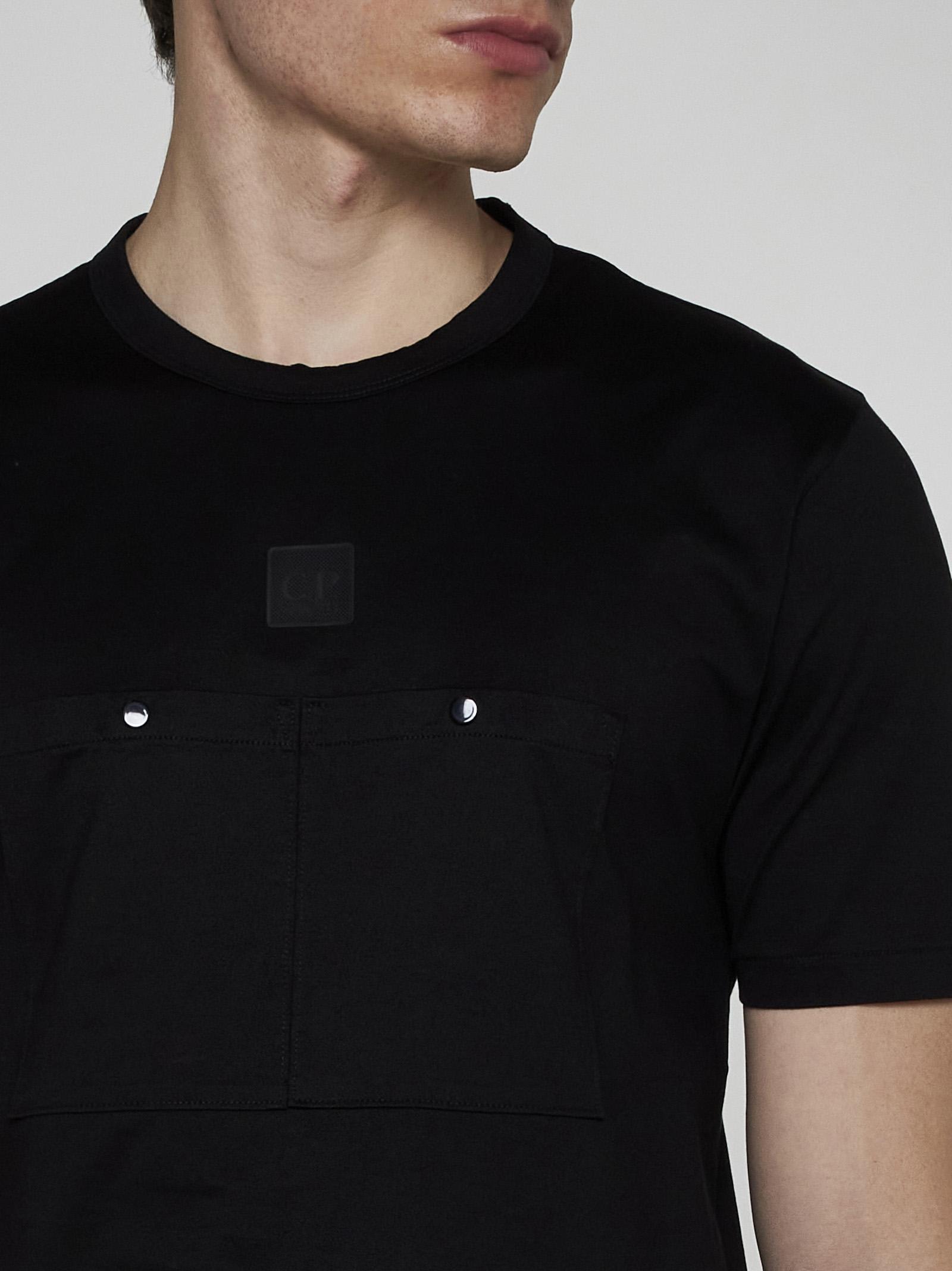 Shop C.p. Company Logo And Pockets Cotton T-shirt In Nero