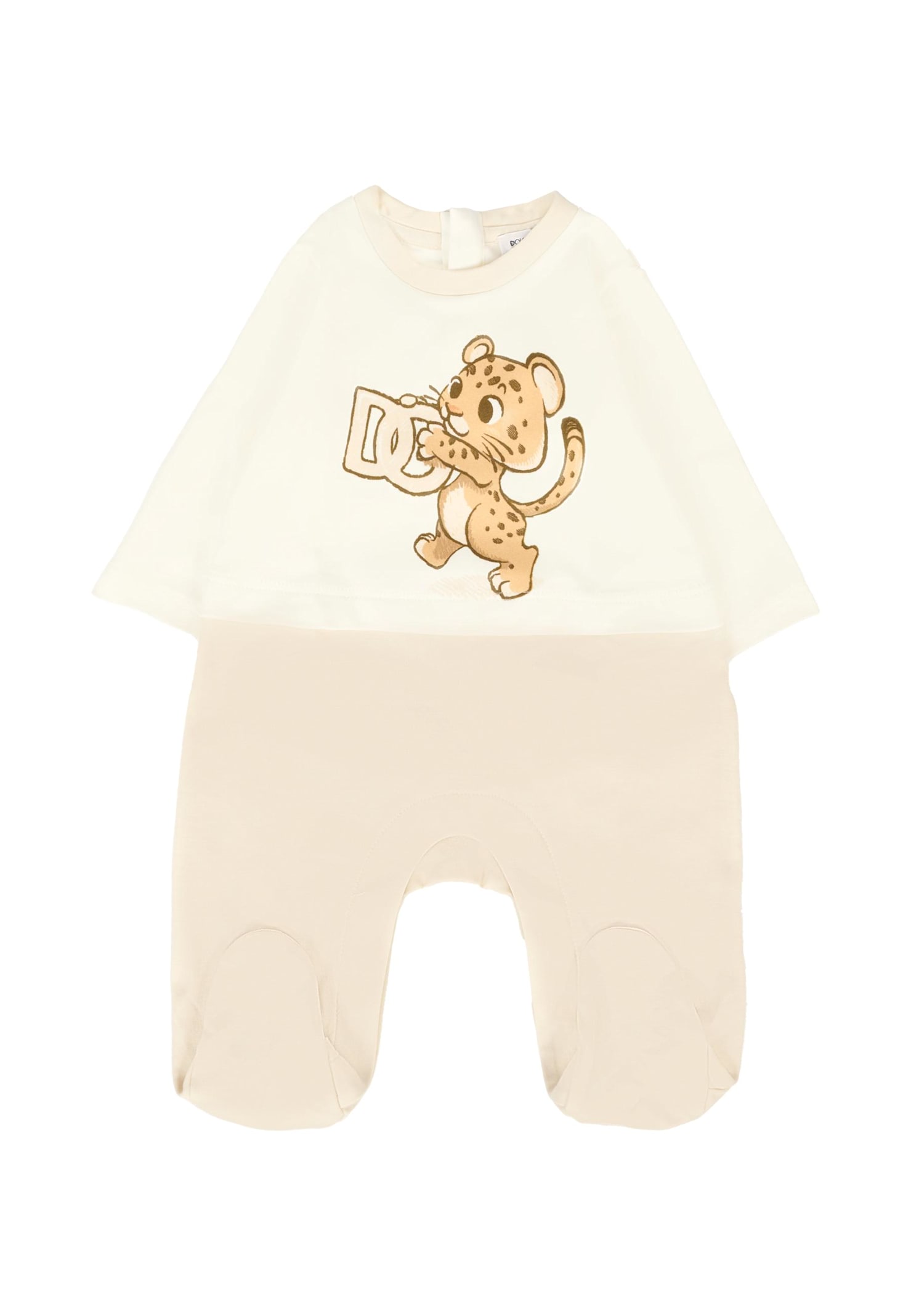 Dolce & Gabbana Ivory Set For Baby Boy With Tiger And Logo In Neutral