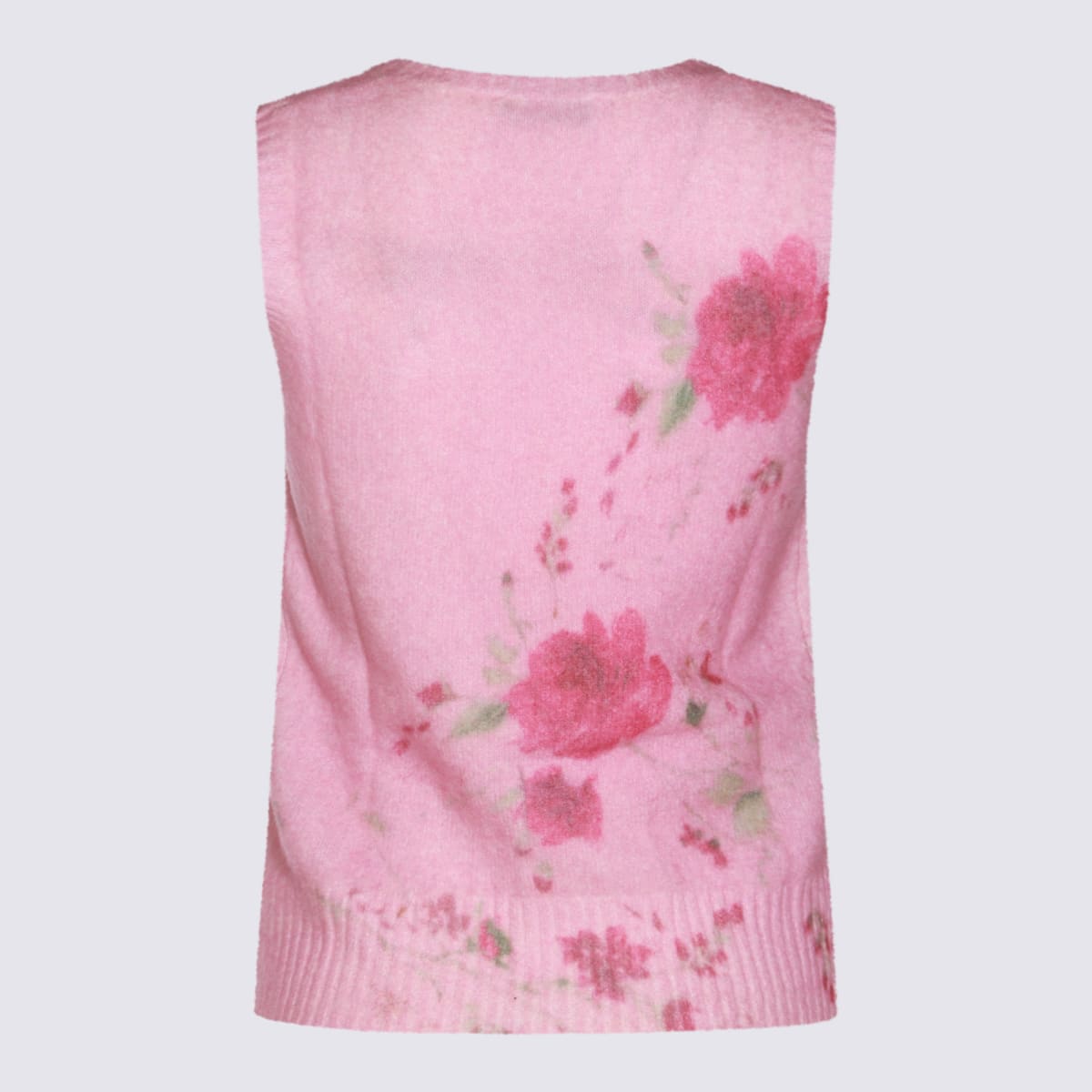 Blumarine Pink Wool Top In Pink/multi