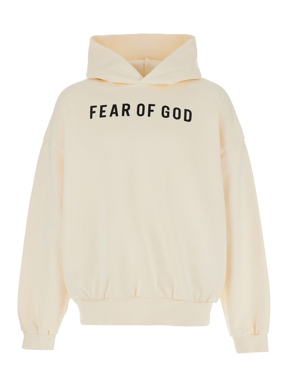 Beige Hoodie With Logo Lettering On The Front In Cotton Man