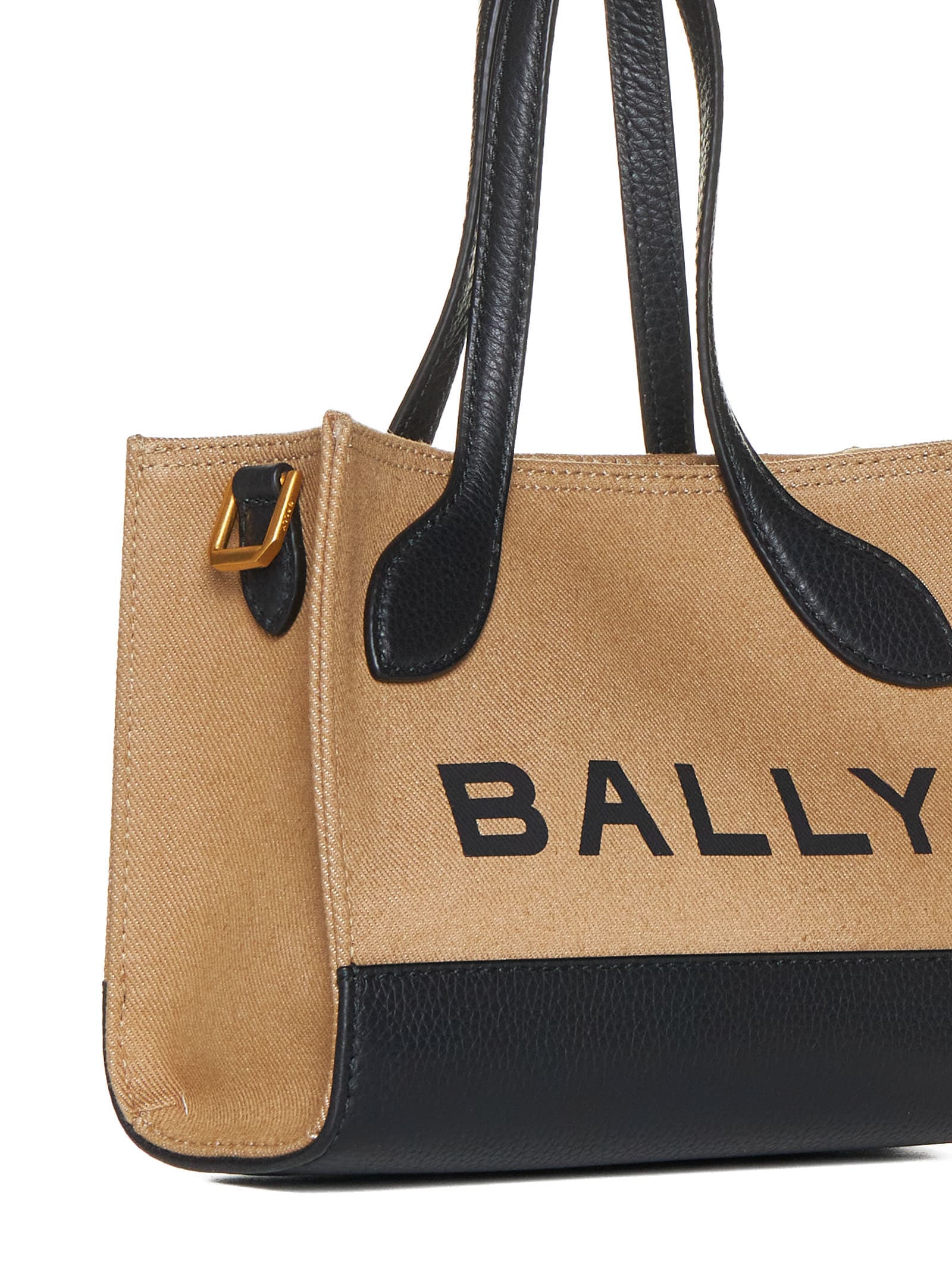 Shop Bally Tote In Sand/black+oro