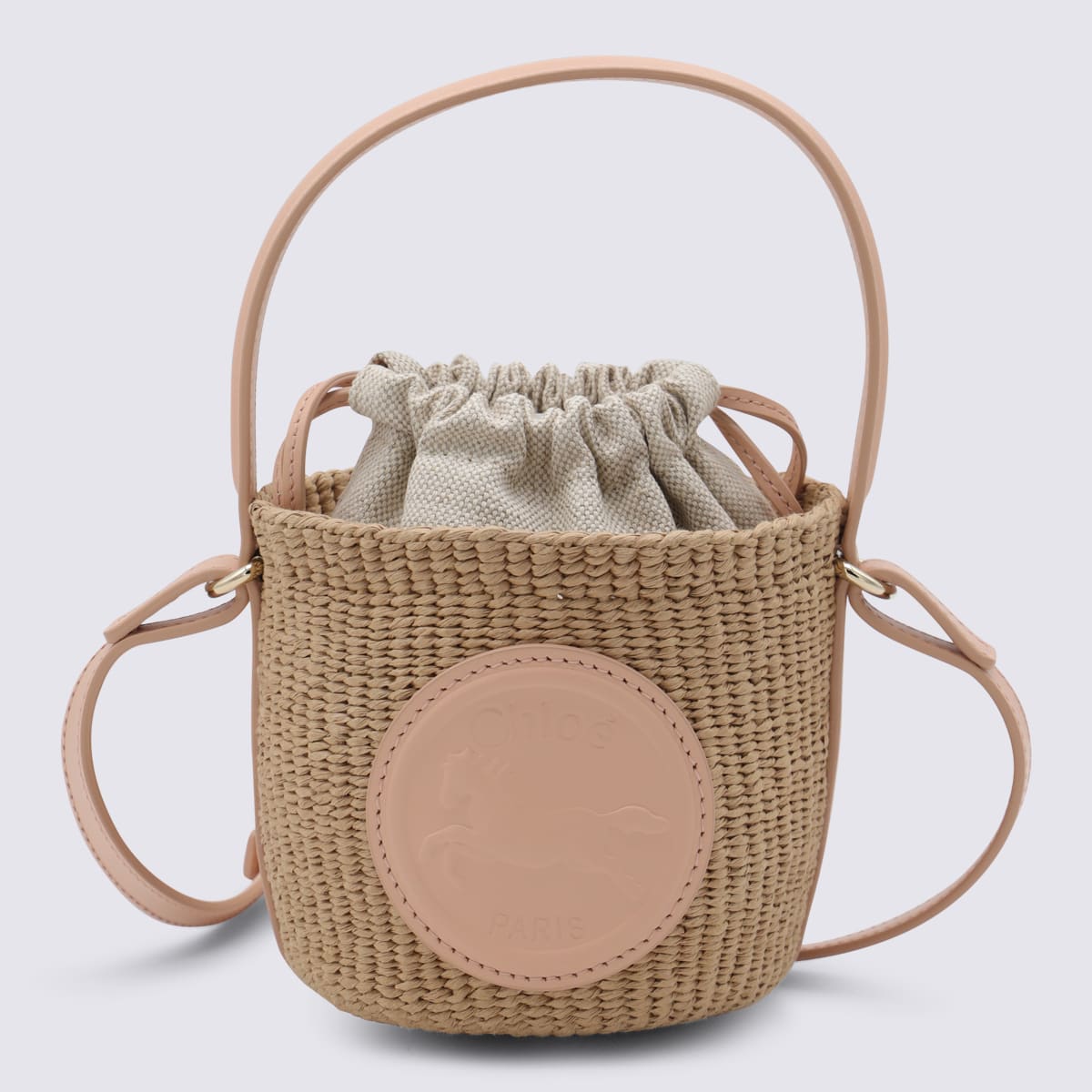 Chloé Pink And Raffia Mini Horse Satchel