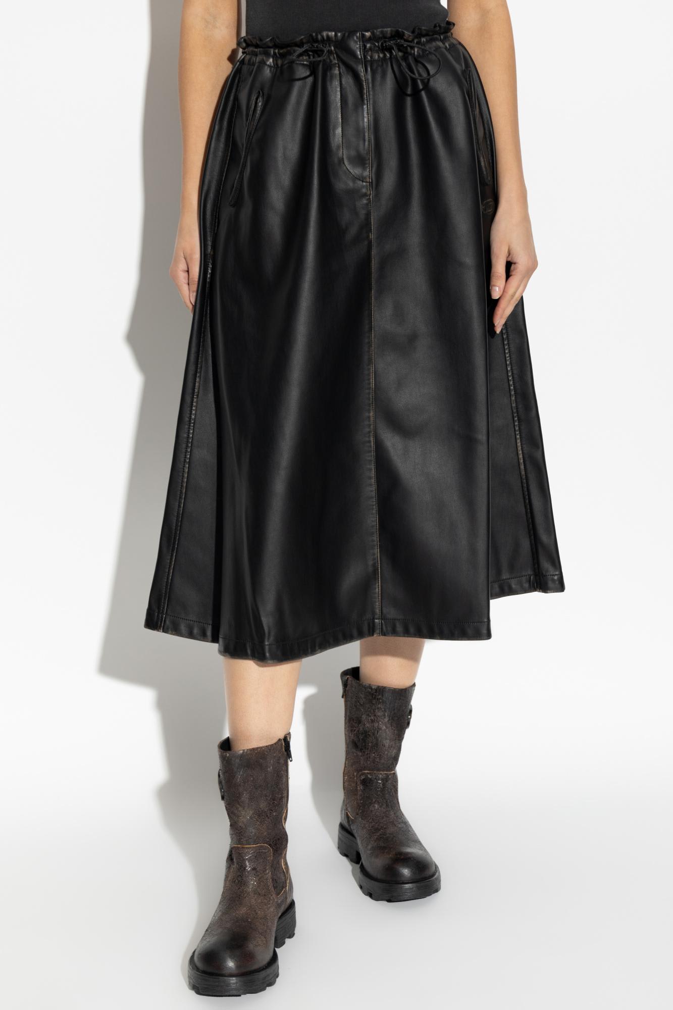 Diesel O-blivion Midi Skirt With Elastic Waist In Black