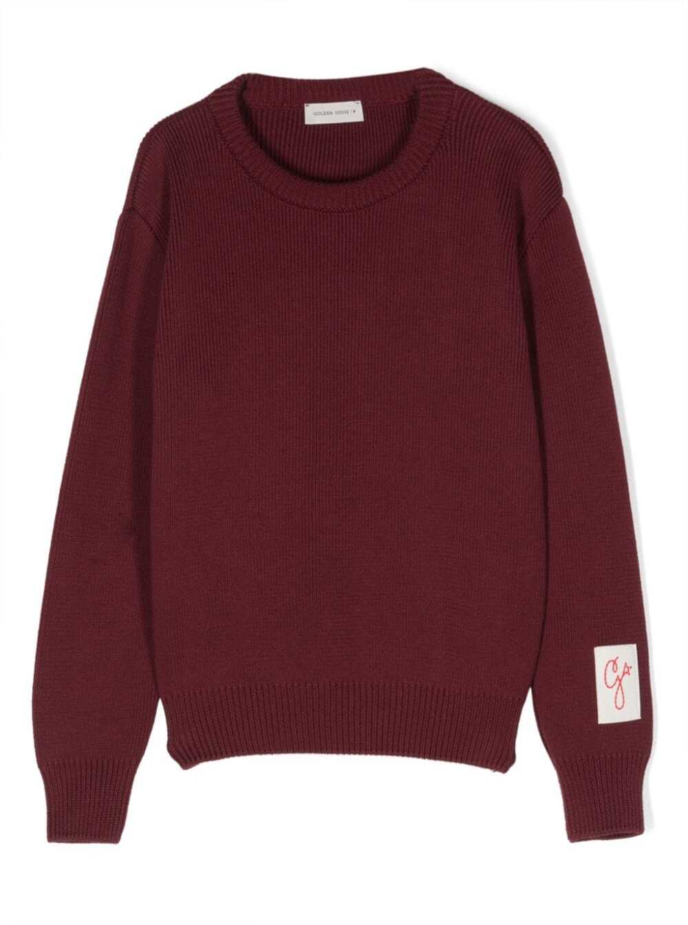 Shop Golden Goose Golden/ Knit Regular Crewneck/ Cotton With Logo Include Il Codice Gyp01401 P001082 -40233 In Red