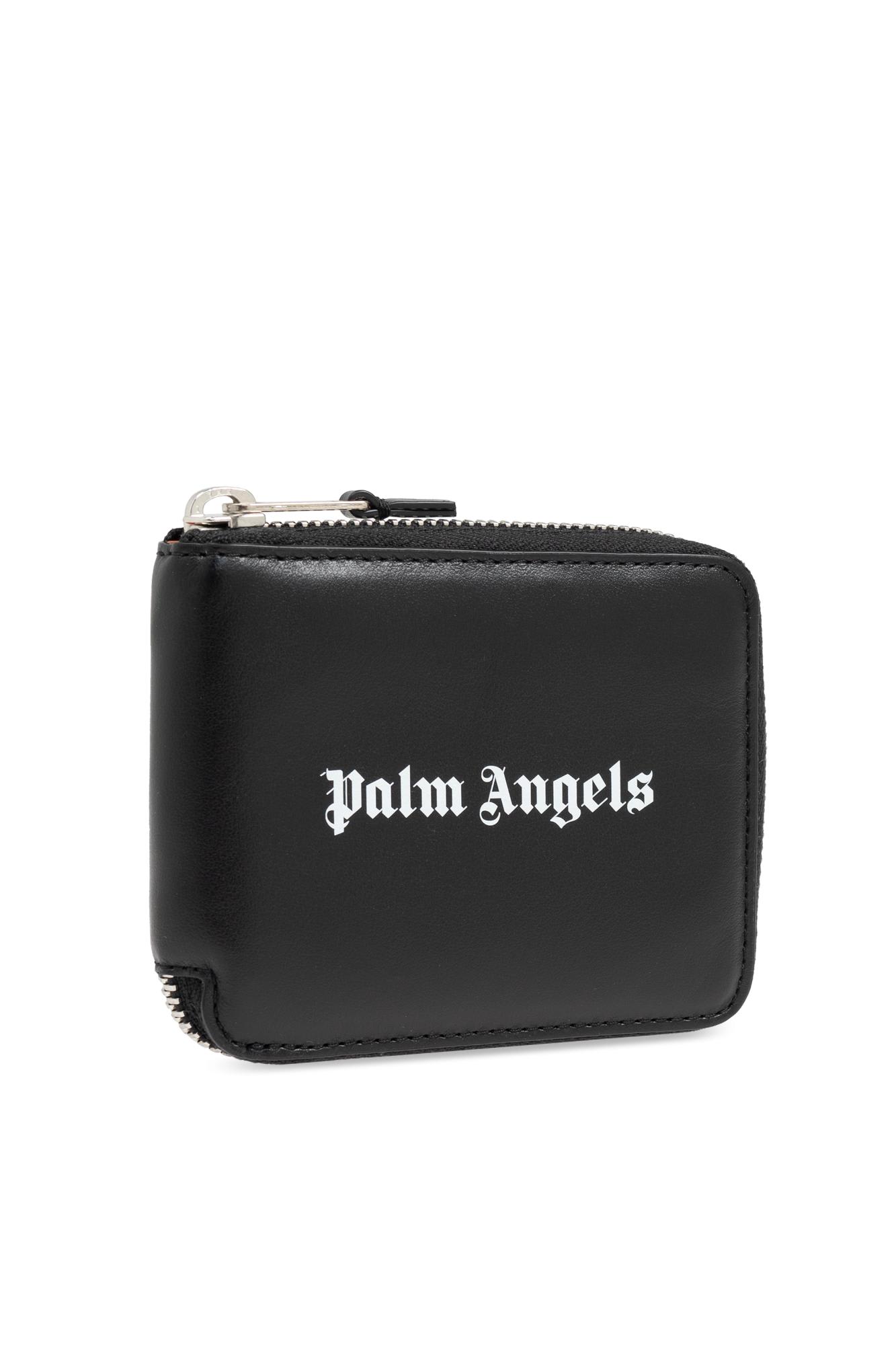 Shop Palm Angels Wallet With Logo In Black/white