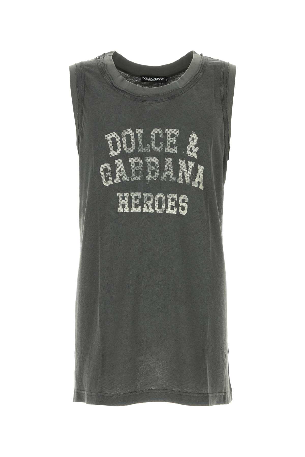 Dark Grey Cotton Blend Tank Top