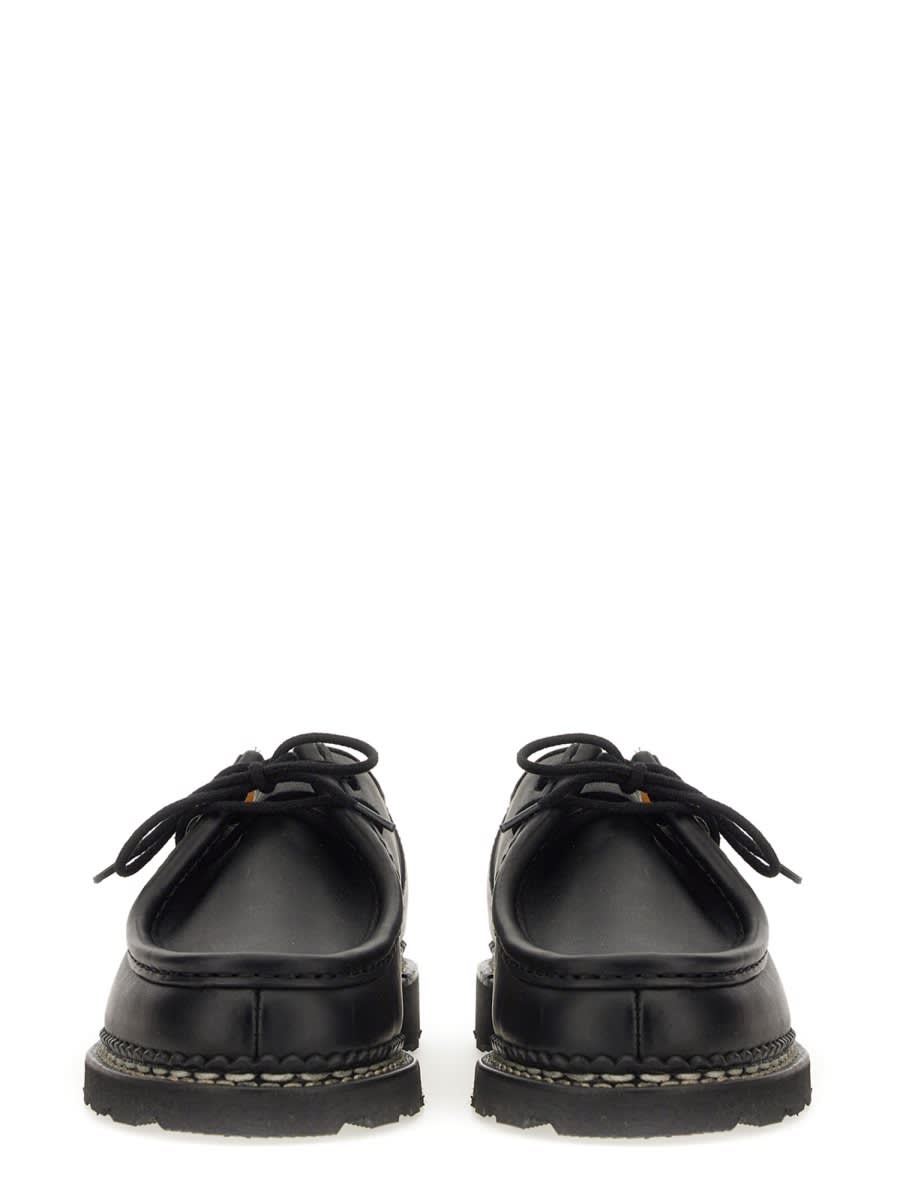 Paraboot Classic Black Calf Leather Loafers With Rugged Outsole In Black