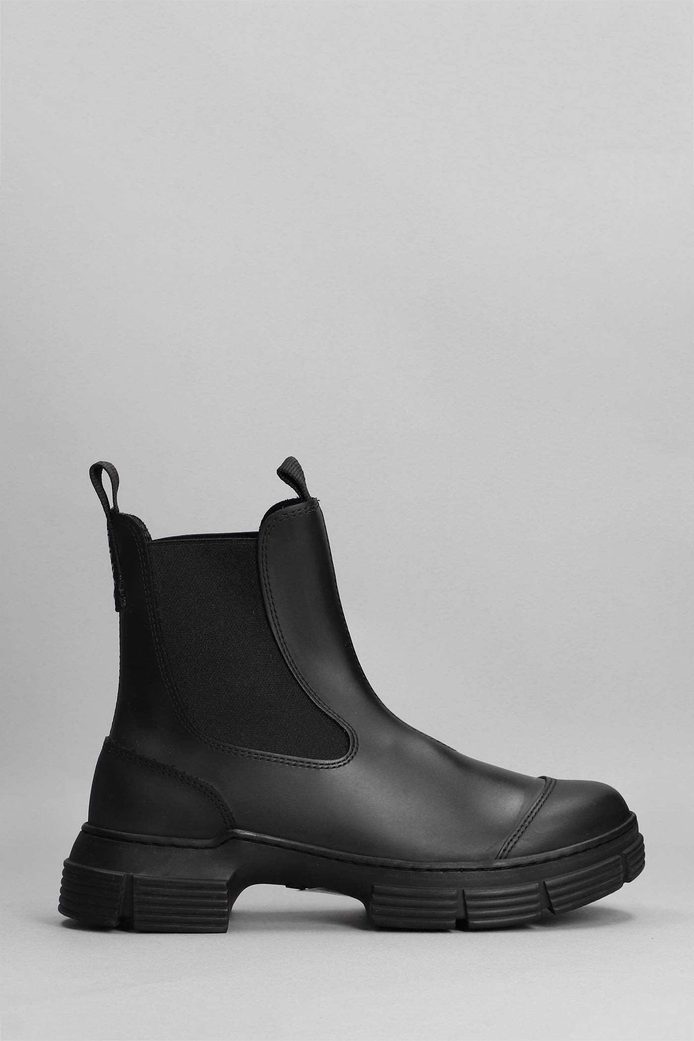 Ganni City Boot Combat Boots In Black Rubber/plasic