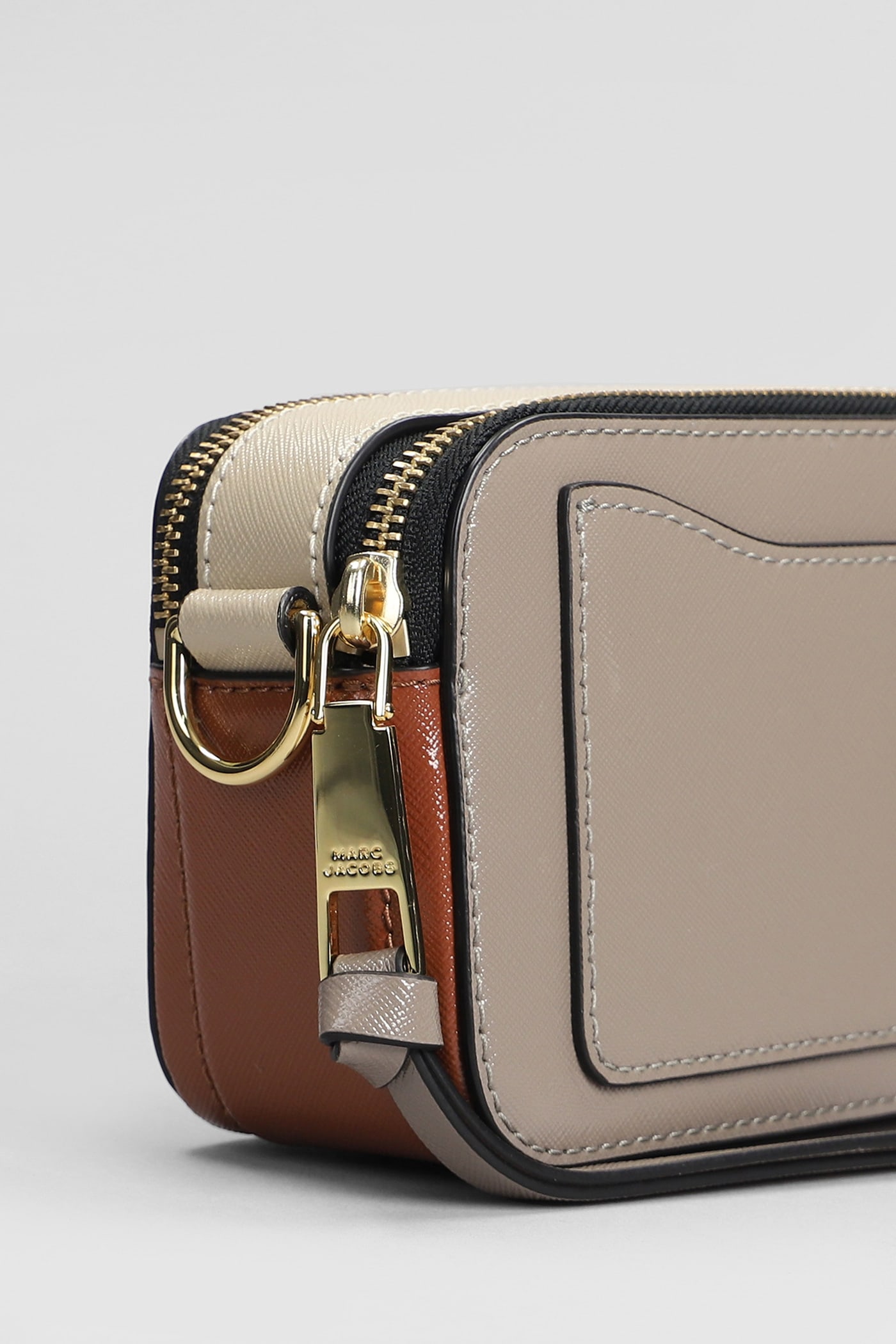 Shop Marc Jacobs The Snapshot Shoulder Bag In Taupe Leather