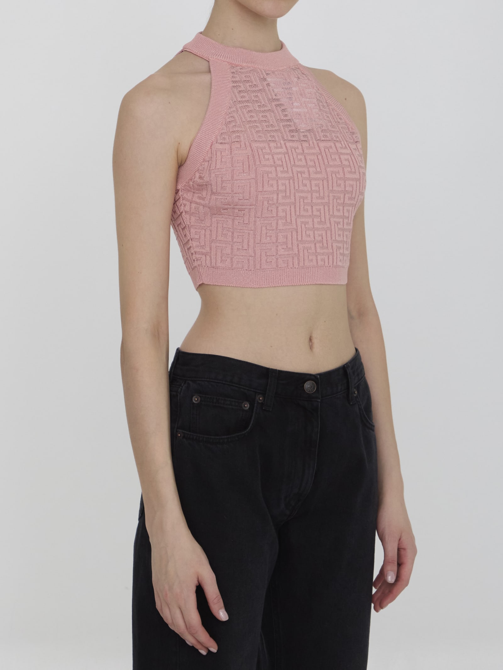BALMAIN PB LABYRINTH KNIT TOP