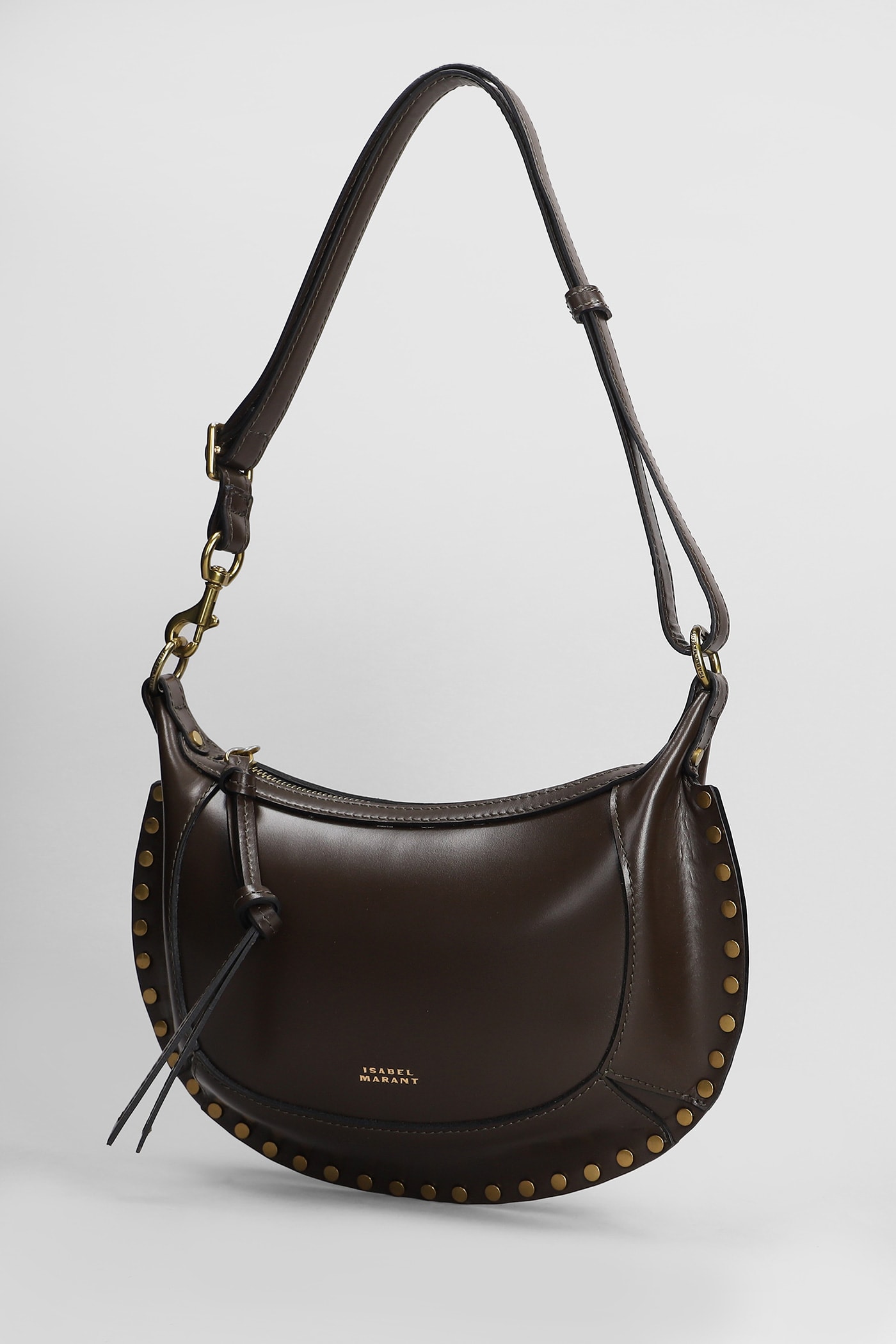 Shop Isabel Marant Oskan Moon Shoulder Bag In Brown Leather